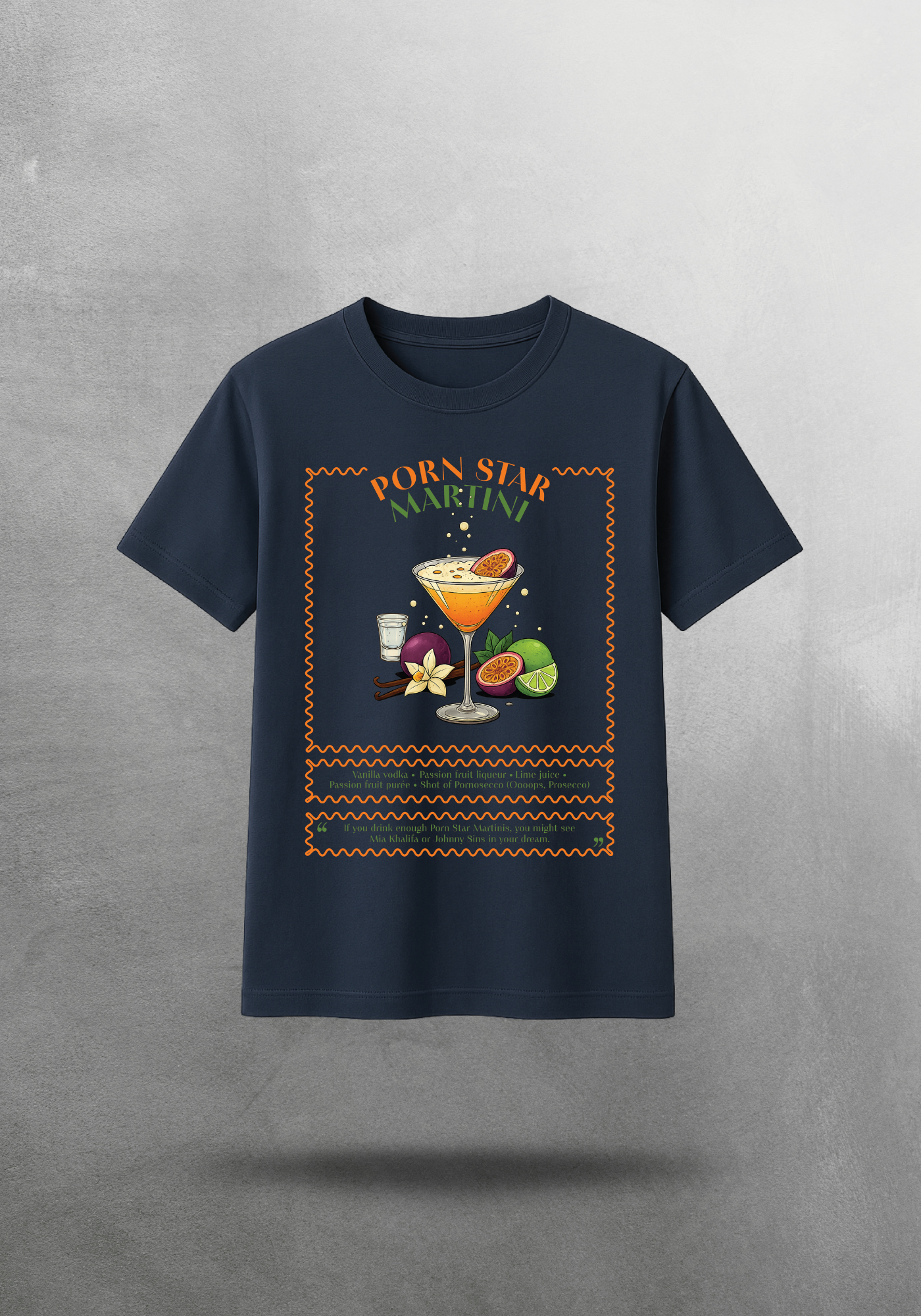 Kokteyl temalı unisex oversize tişört – Porn Star Martini Kokteyl, minimal, klasik kokteyl, mor, relax