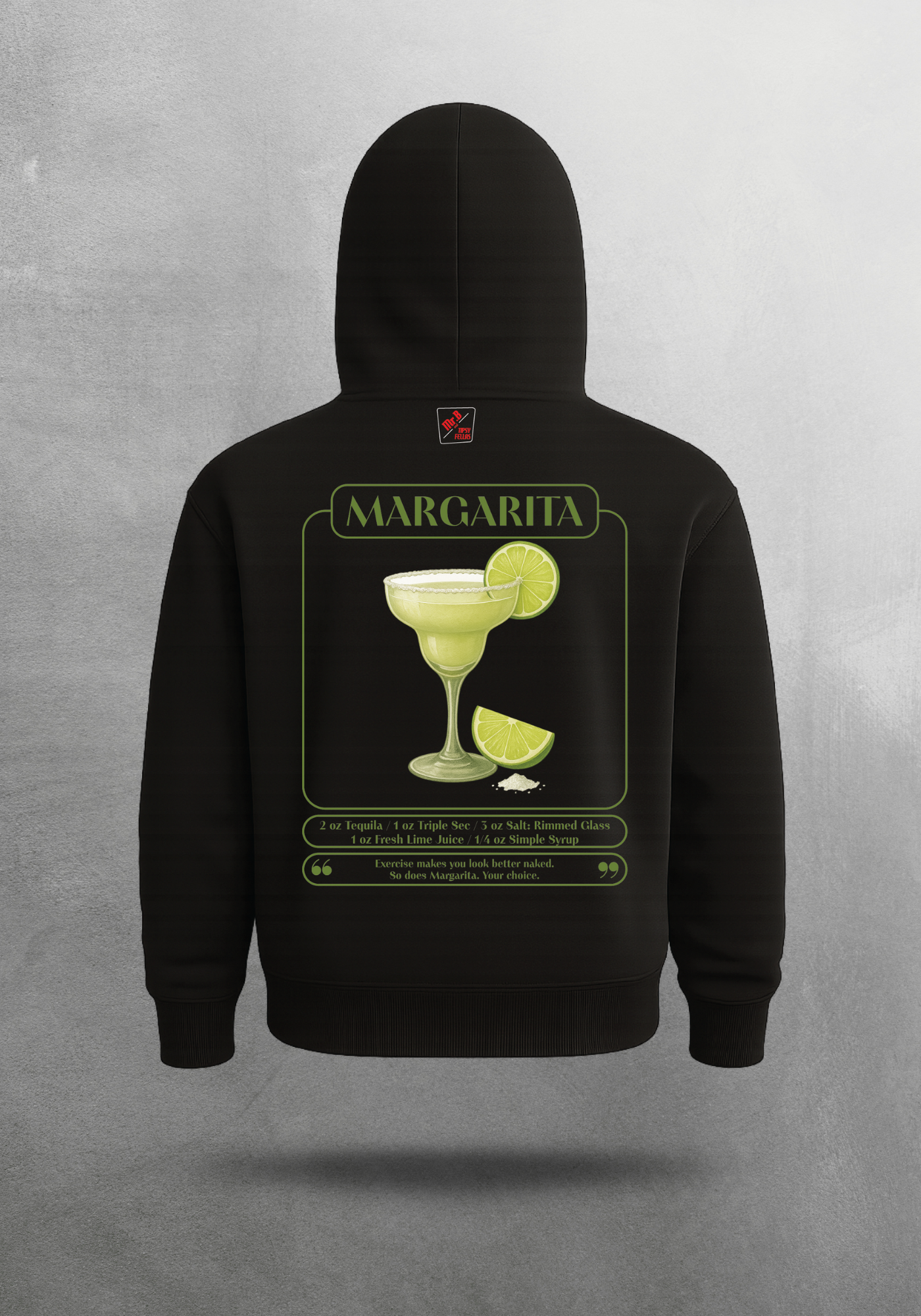 Kokteyl temalı unisex oversize hoodie – Margarita Kokteyl, minimal, klasik kokteyl, bej, siyah, relax, minimal