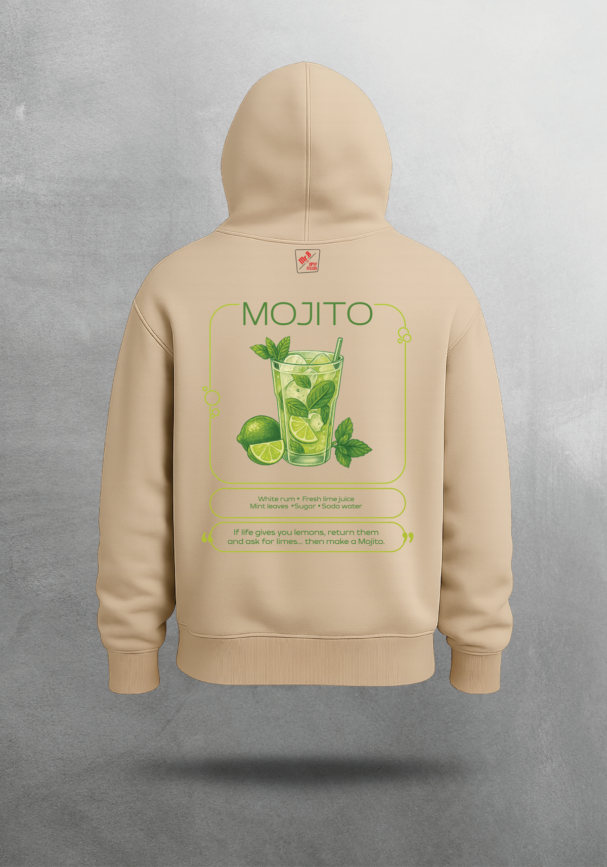 Mr.B Mojito Hoodie · Bej · hoodie arka yüz