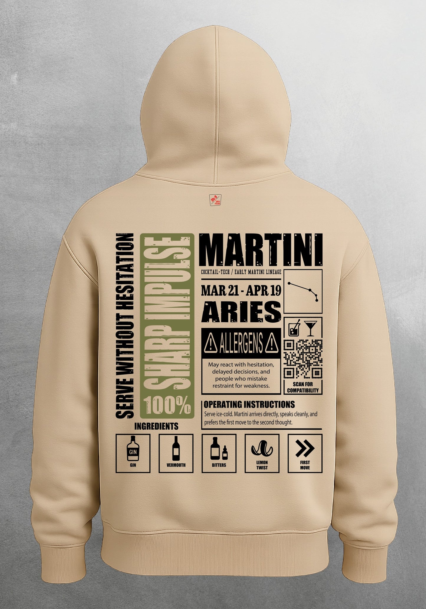 Mr.B Koç Burcu Hoodie · MODIAC · Martini · Bej · arka yüz