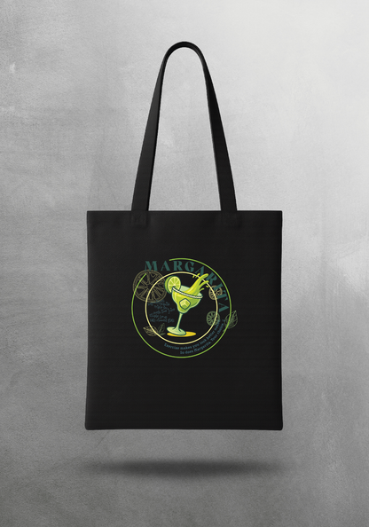 Kokteyl temalı unisex tote bag, çanta – Margarita Kokteyl, minimal, klasik kokteyl, siyah, bej, ham,krem, antrasit, gri, anchor, indigo, yeşil, haki, lila, mor, eflatun, kanvas, gabardin