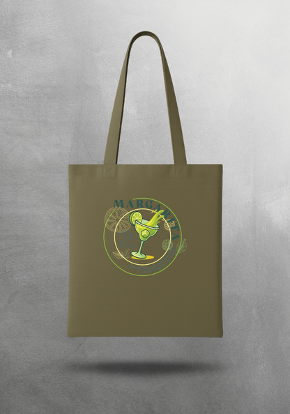 Kokteyl temalı unisex tote bag, çanta – Margarita Kokteyl, minimal, klasik kokteyl, siyah, bej, ham,krem, antrasit, gri, anchor, indigo, yeşil, haki, lila, mor, eflatun, kanvas, gabardin