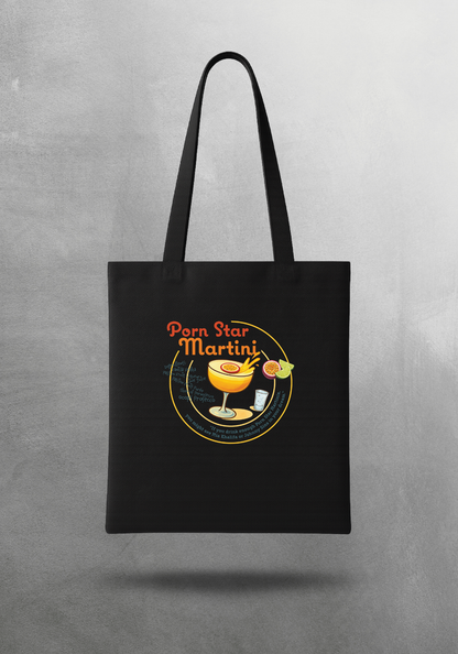 Kokteyl temalı unisex tote bag, çanta – Porn Star Martini Kokteyl, minimal, klasik kokteyl, siyah, bej, ham,krem, antrasit, gri, anchor, indigo, yeşil, haki, lila, mor, eflatun, kanvas, gabardin