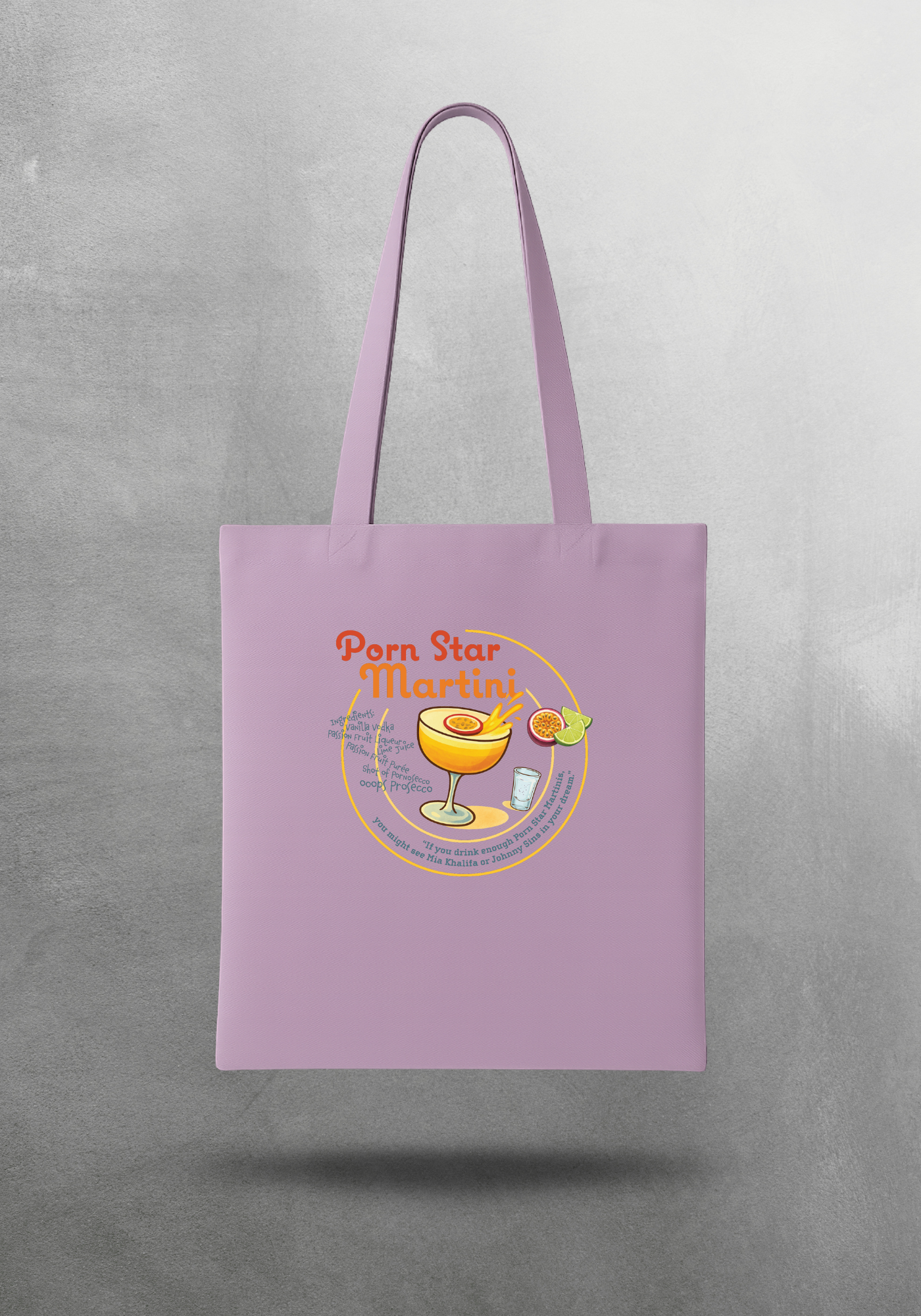 Kokteyl temalı unisex tote bag, çanta – Porn Star Martini Kokteyl, minimal, klasik kokteyl, siyah, bej, ham,krem, antrasit, gri, anchor, indigo, yeşil, haki, lila, mor, eflatun, kanvas, gabardin