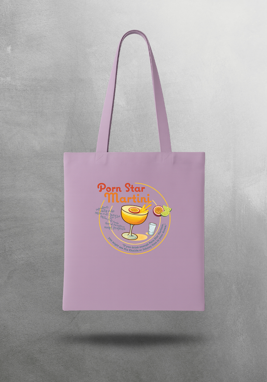 Kokteyl temalı unisex tote bag, çanta – Porn Star Martini Kokteyl, minimal, klasik kokteyl, siyah, bej, ham,krem, antrasit, gri, anchor, indigo, yeşil, haki, lila, mor, eflatun, kanvas, gabardin