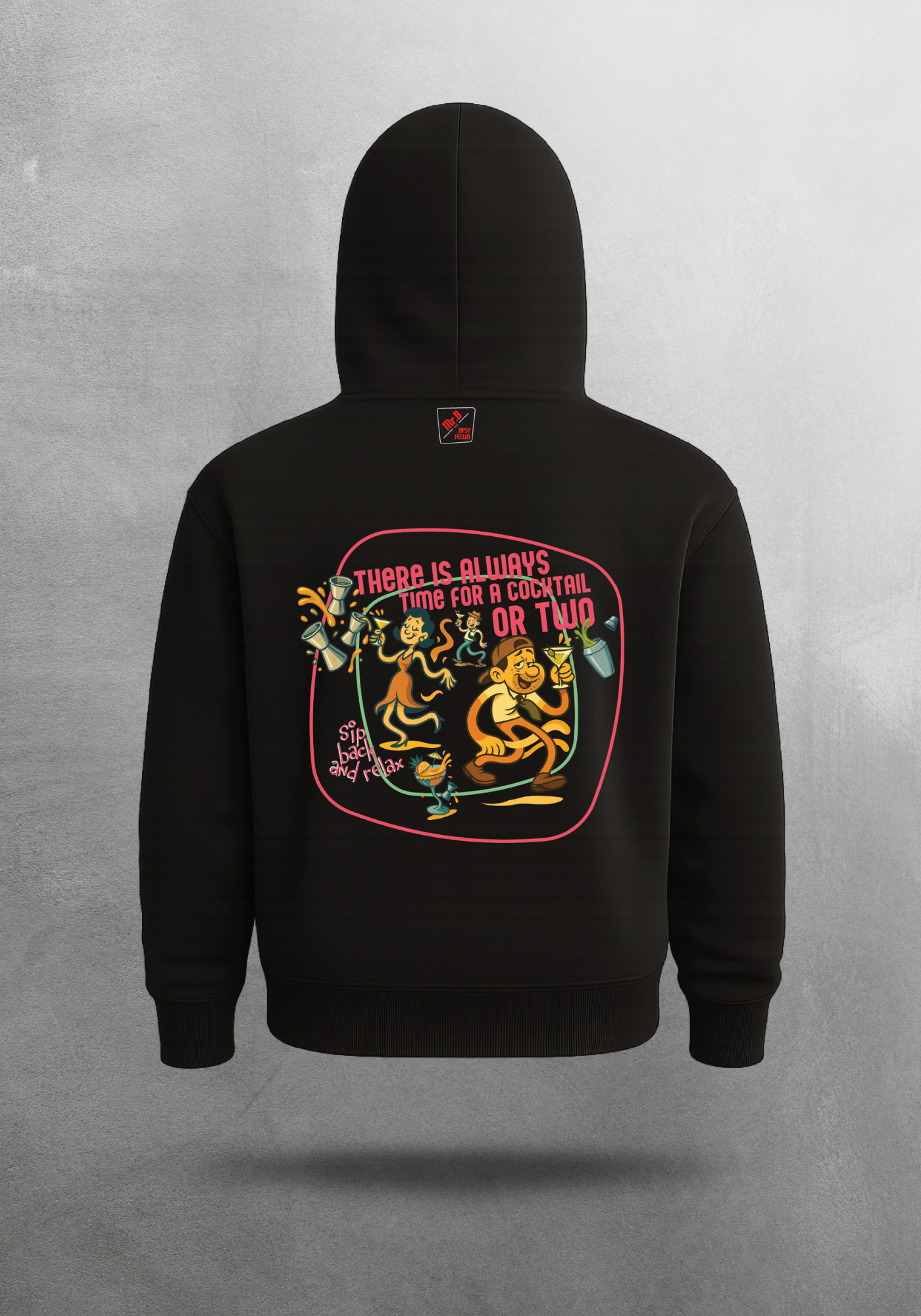 Kokteyl temalı unisex oversize hoodie – More Cocktails Kokteyl, minimal, klasik kokteyl, bej, siyah, relax, minimal