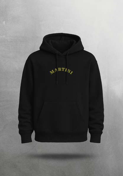 Kokteyl temalı unisex oversize hoodie – Martini Kokteyl, minimal, klasik kokteyl, bej, siyah, relax, minimal