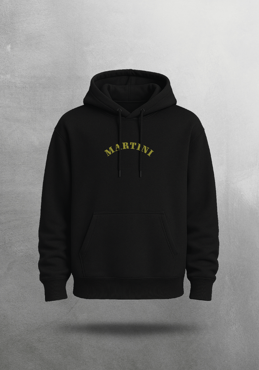Kokteyl temalı unisex oversize hoodie – Martini Kokteyl, minimal, klasik kokteyl, bej, siyah, relax, minimal
