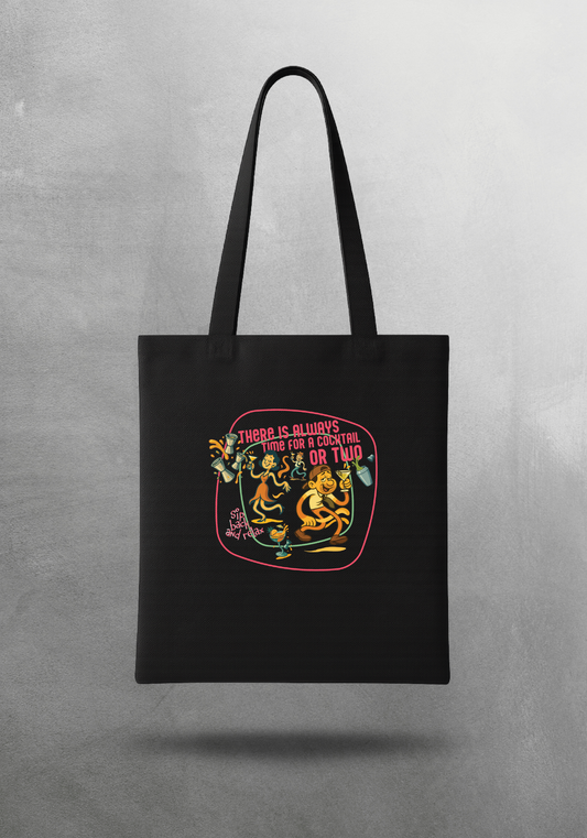 Kokteyl temalı unisex tote bag, çanta – More Cocktails Kokteyl, minimal, klasik kokteyl, siyah, bej, ham,krem, antrasit, gri, anchor, indigo, yeşil, haki, lila, mor, eflatun, kanvas, gabardin