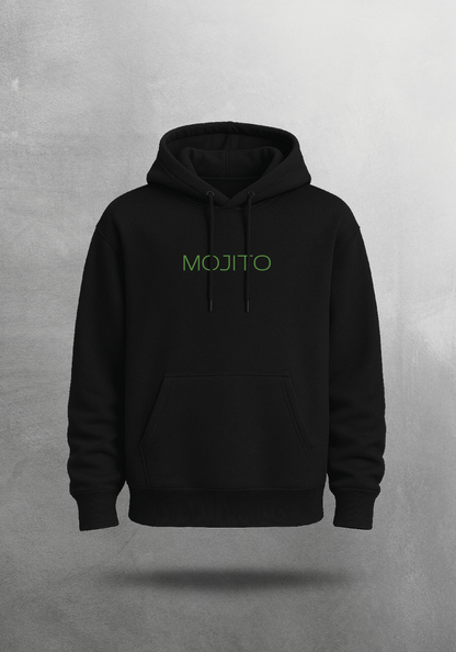 Kokteyl temalı unisex oversize hoodie – Mojito Kokteyl, minimal, klasik kokteyl, bej, siyah, relax, minimal