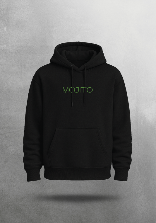 Kokteyl temalı unisex oversize hoodie – Mojito Kokteyl, minimal, klasik kokteyl, bej, siyah, relax, minimal