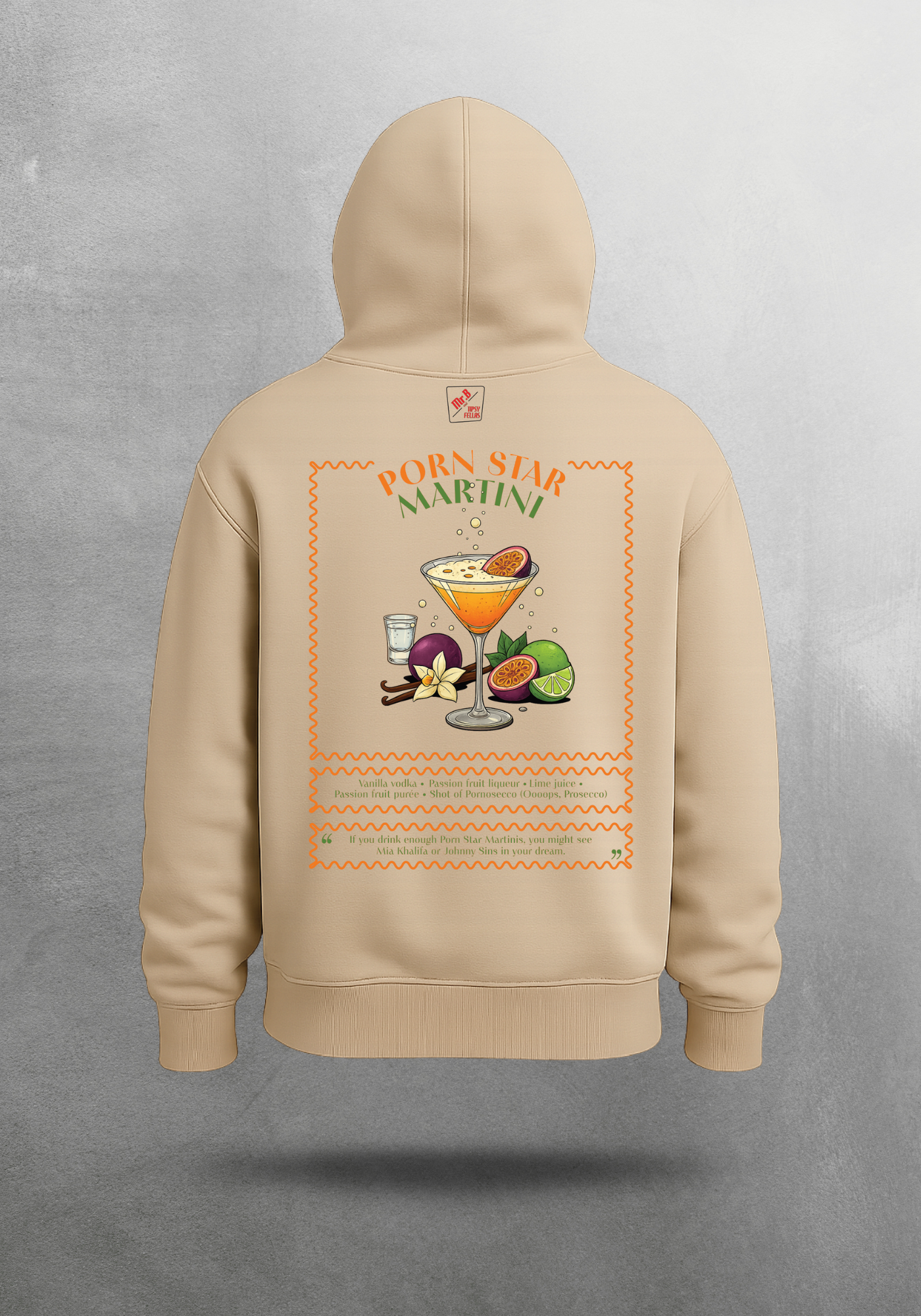 Kokteyl temalı unisex oversize hoodie – Porn Star Martini Kokteyl, minimal, klasik kokteyl, siyah, relax, minimal