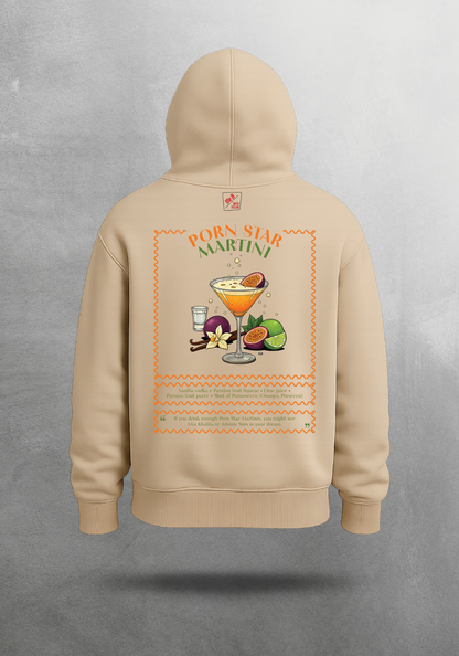 Kokteyl temalı unisex oversize hoodie – Porn Star Martini Kokteyl, minimal, klasik kokteyl, siyah, relax, minimal