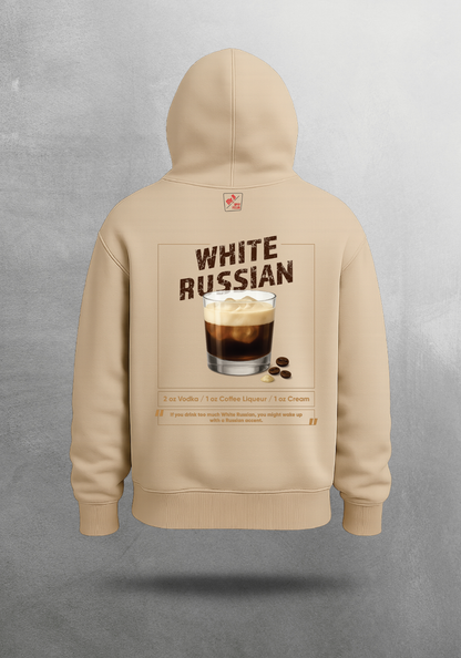 Kokteyl temalı unisex oversize hoodie – White Russian Kokteyl, minimal, klasik kokteyl, siyah, relax, minimal
