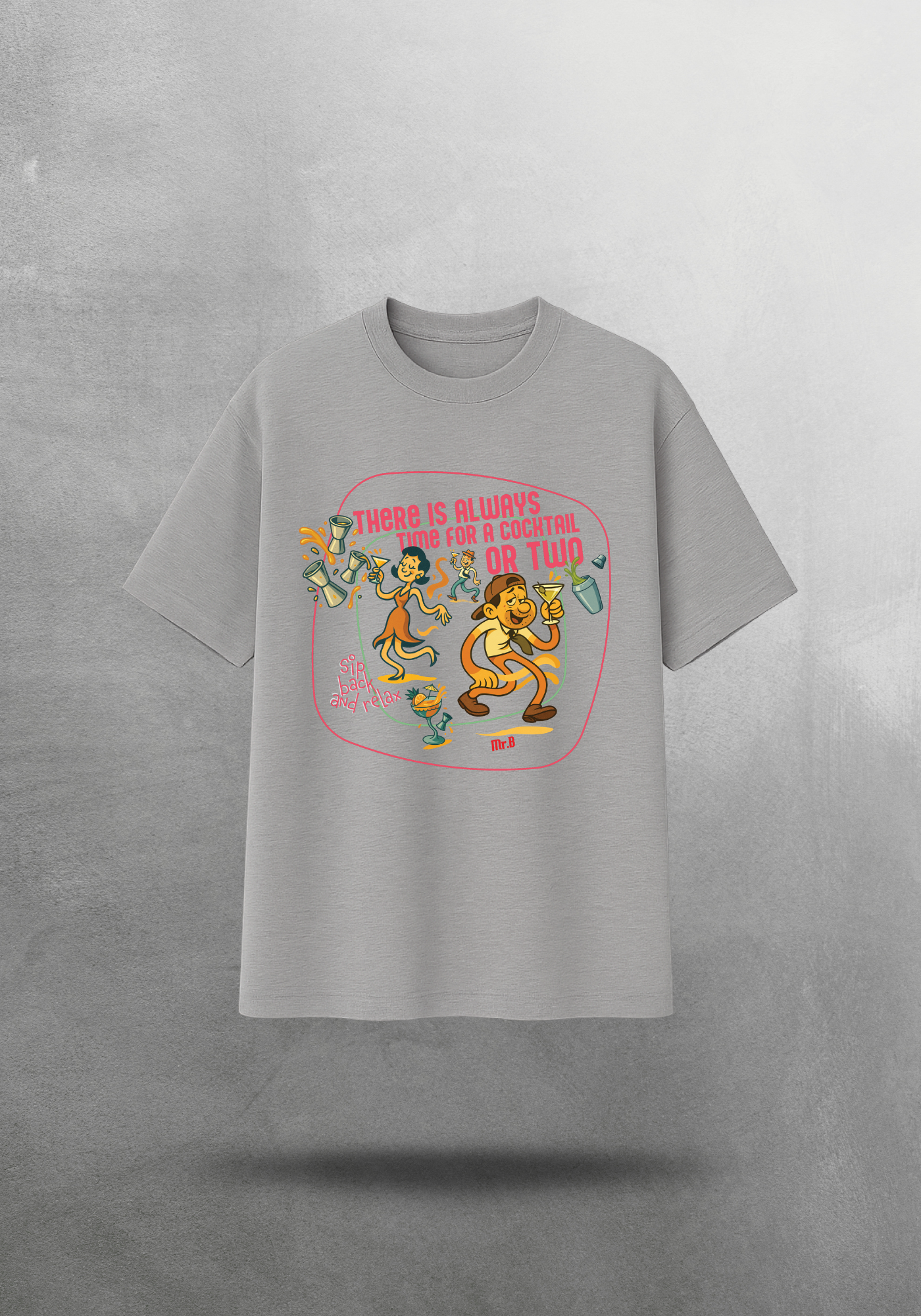Kokteyl temalı unisex oversize tişört – Cocktail, Kokteyl, minimal, klasik kokteyl, siyah, bej, krem, hardali sarı, indigo, lacivert, gri, açık gri, relax