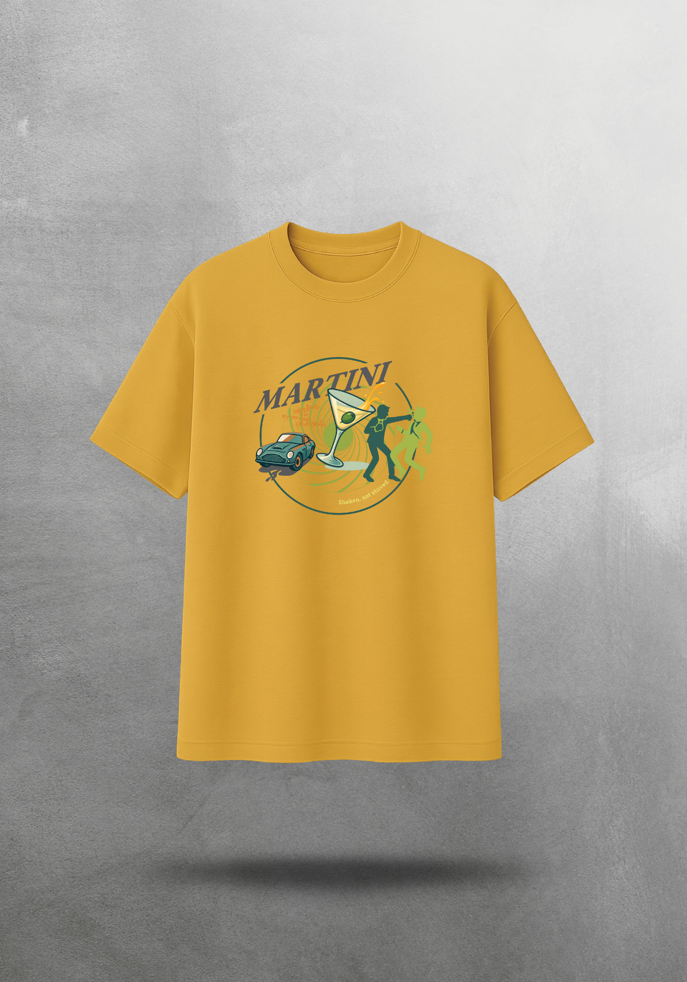 Kokteyl temalı unisex oversize tişört – Martini Kokteyl, minimal, klasik kokteyl, siyah, bej, krem, açık gri, gri, yeşil, haki, hardal, sarı, relax