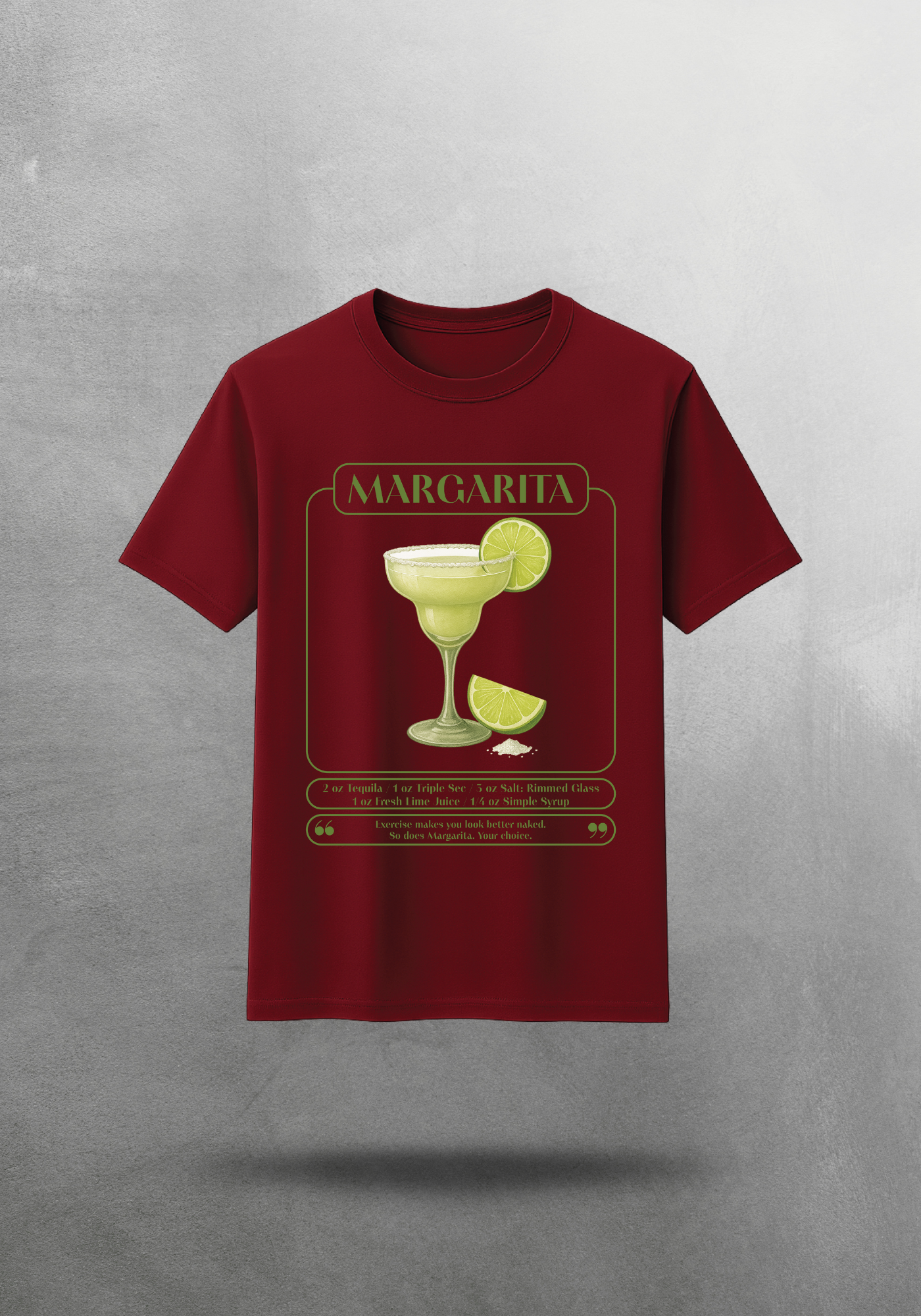Kokteyl temalı unisex oversize tişört – Margarita Kokteyl, minimal, klasik kokteyl, siyah, bej, krem, bordo, kırmızı, yeşil, haki, indigo, lacivert