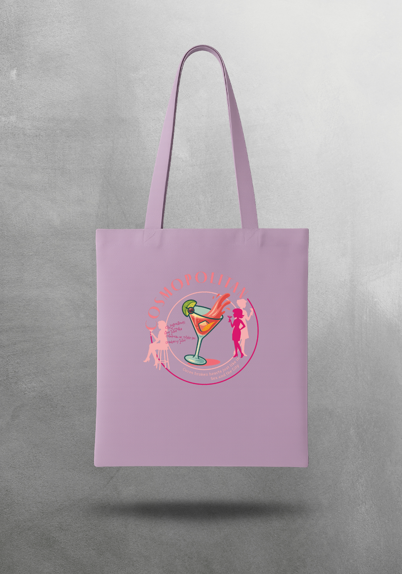 Kokteyl temalı unisex tote bag, çanta – Cosmopolitan Kokteyl, minimal, klasik kokteyl, siyah, bej, ham,krem, antrasit, gri, anchor, indigo, yeşil, haki, lila, mor, eflatun, kanvas, gabardin