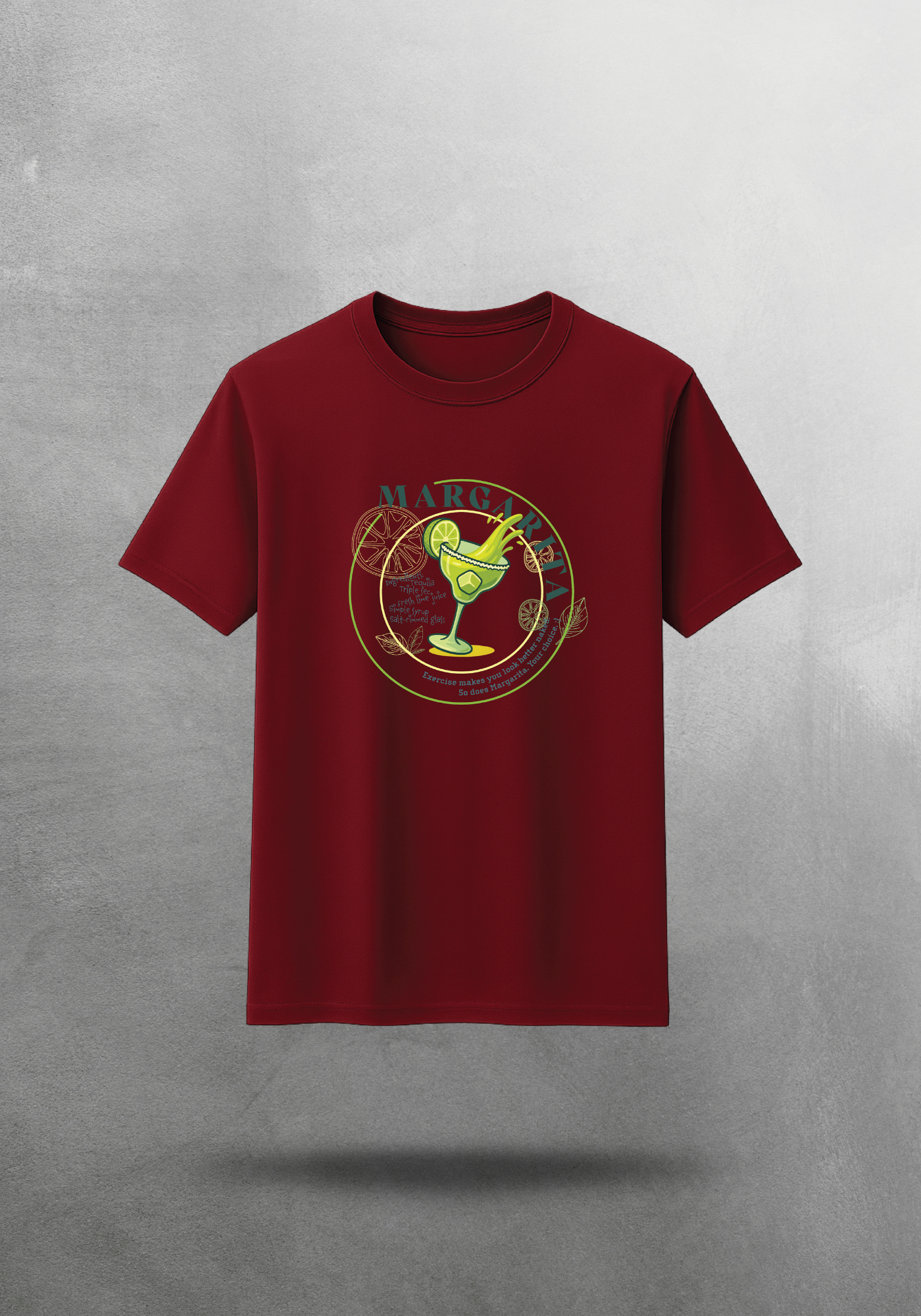 Kokteyl temalı unisex oversize tişört – Margarita Kokteyl, minimal, klasik kokteyl, siyah, bej, krem, bordo, relax
