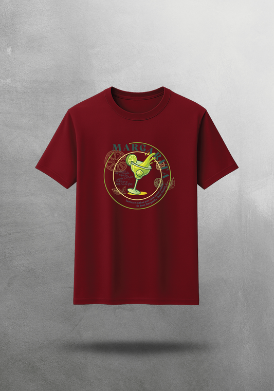 Kokteyl temalı unisex oversize tişört – Margarita Kokteyl, minimal, klasik kokteyl, siyah, bej, krem, bordo, relax