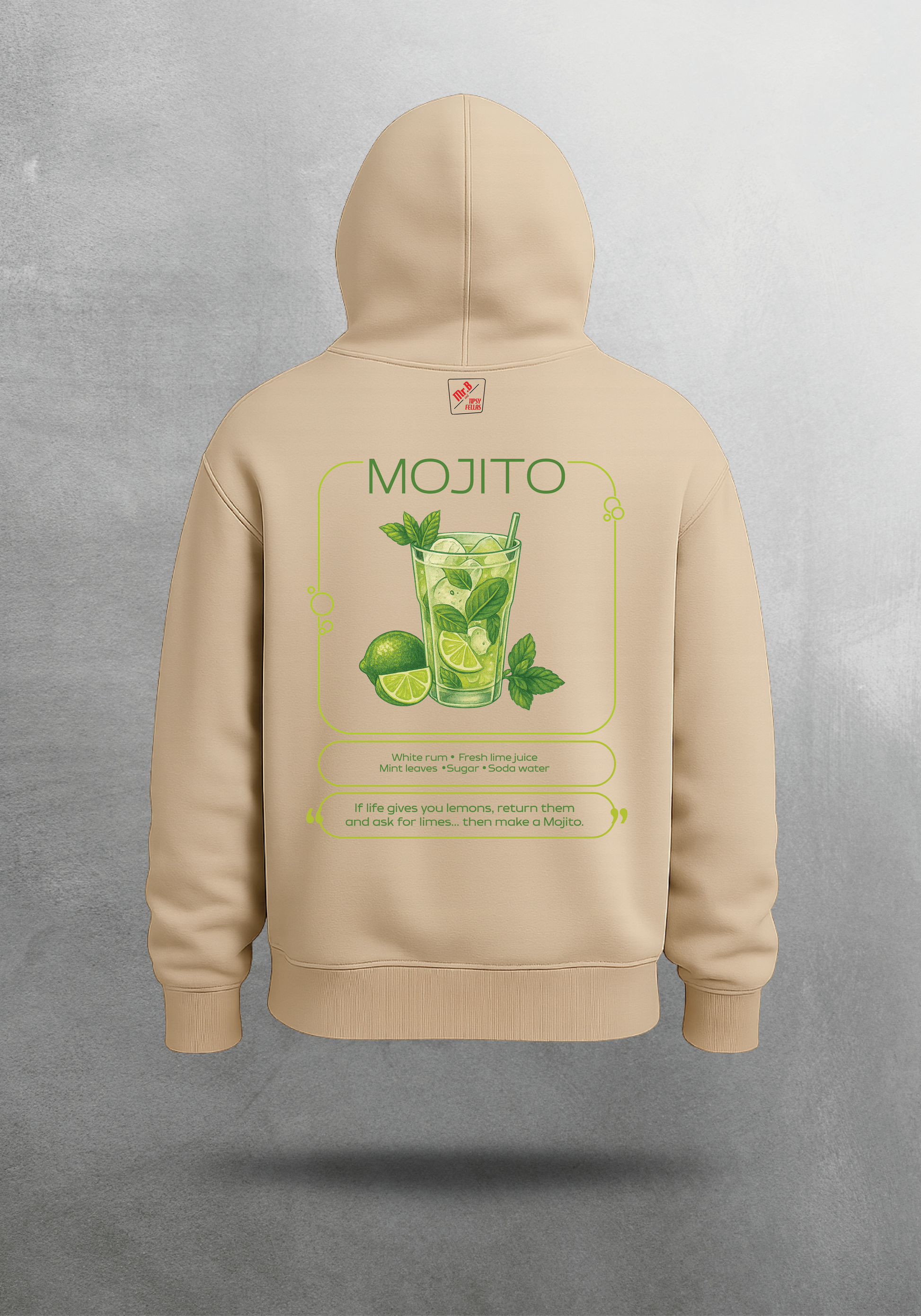 Mr.B Mojito Hoodie · Bej · hoodie arka yüz