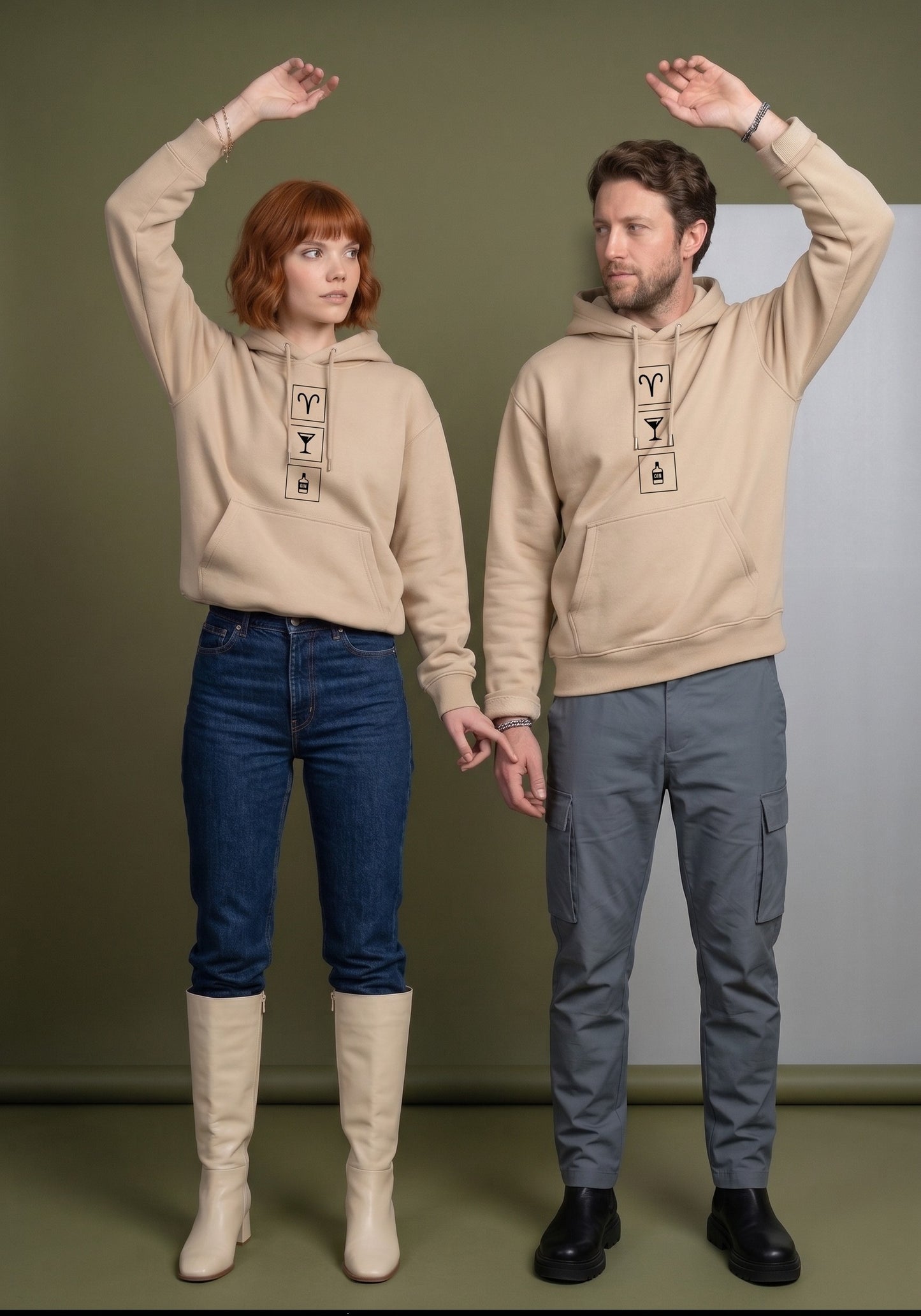 Mr.B Koç Burcu Hoodie · MODIAC · Martini · Bej · model çekimi 1