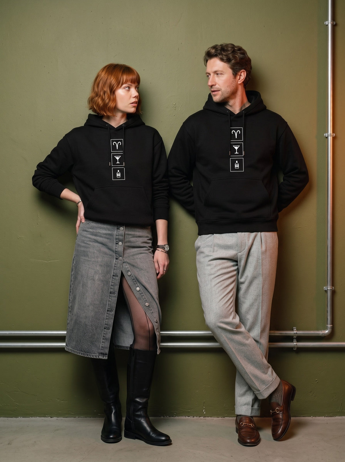 Mr.B Koç Burcu Hoodie · MODIAC · Martini · Siyah · model çekimi 1