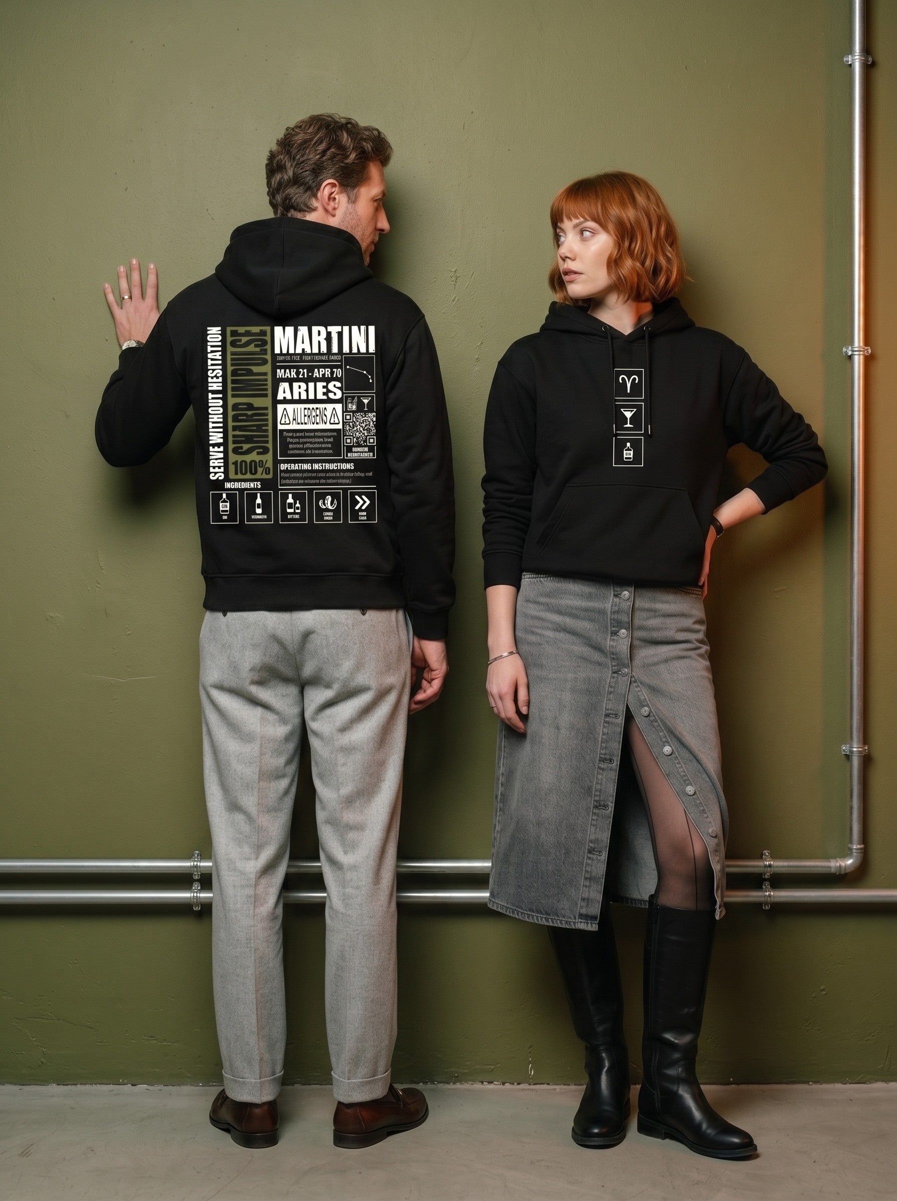 Mr.B Koç Burcu Hoodie · MODIAC · Martini · Siyah · model çekimi 2