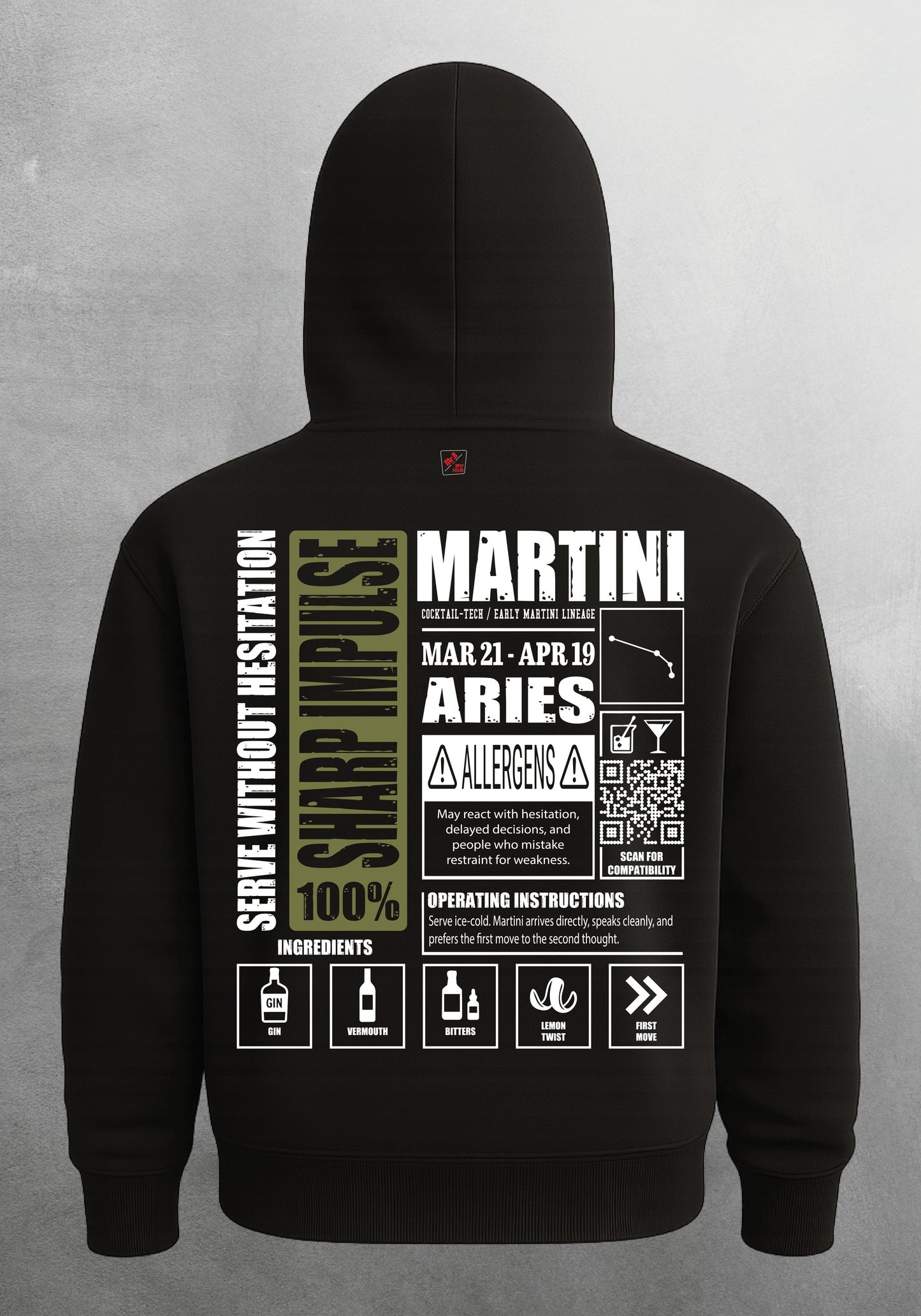 Mr.B Koç Burcu Hoodie · MODIAC · Martini · Siyah · arka yüz
