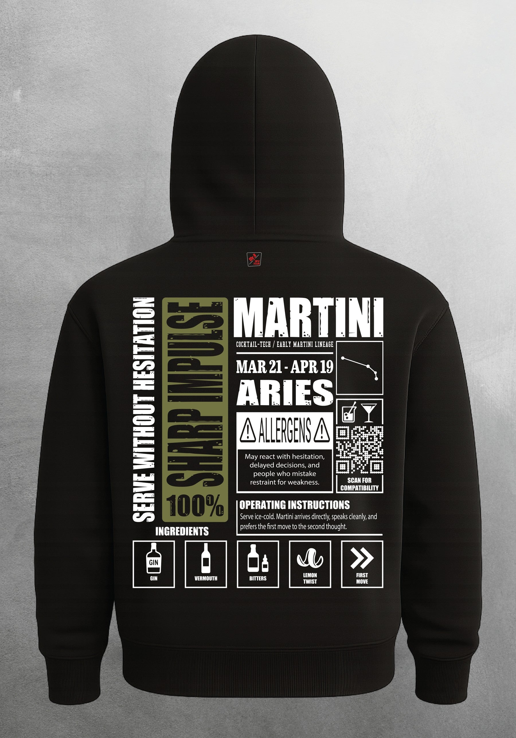 Mr.B Koç Burcu Hoodie · MODIAC · Martini · Siyah · arka yüz