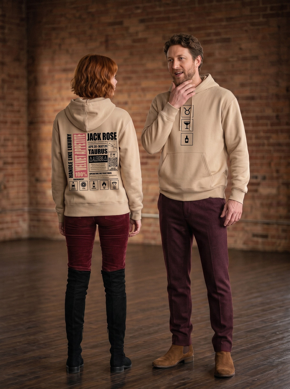 Mr.B Boğa Burcu Hoodie · MODIAC · Jack Rose · Bej · model çekimi 3