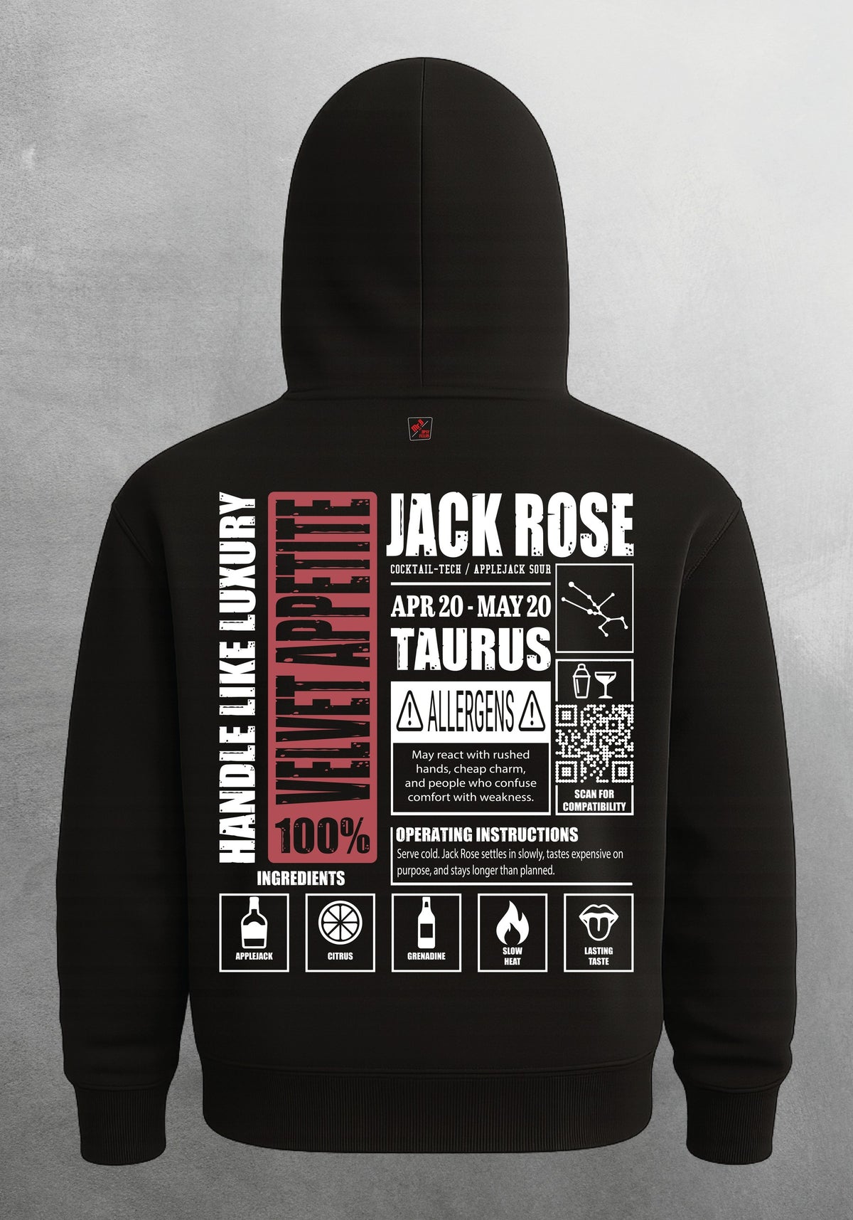 Mr.B Boğa Burcu Hoodie · MODIAC · Jack Rose · Siyah · arka yüz