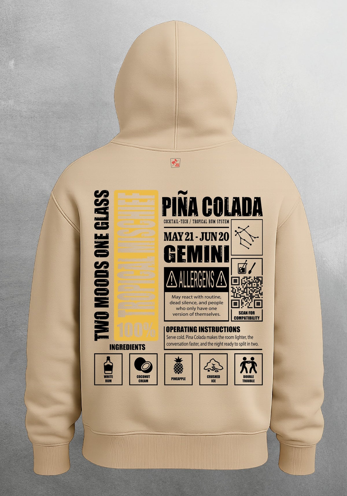Mr.B İkizler Burcu Hoodie · MODIAC · Piña Colada · Bej · arka yüz