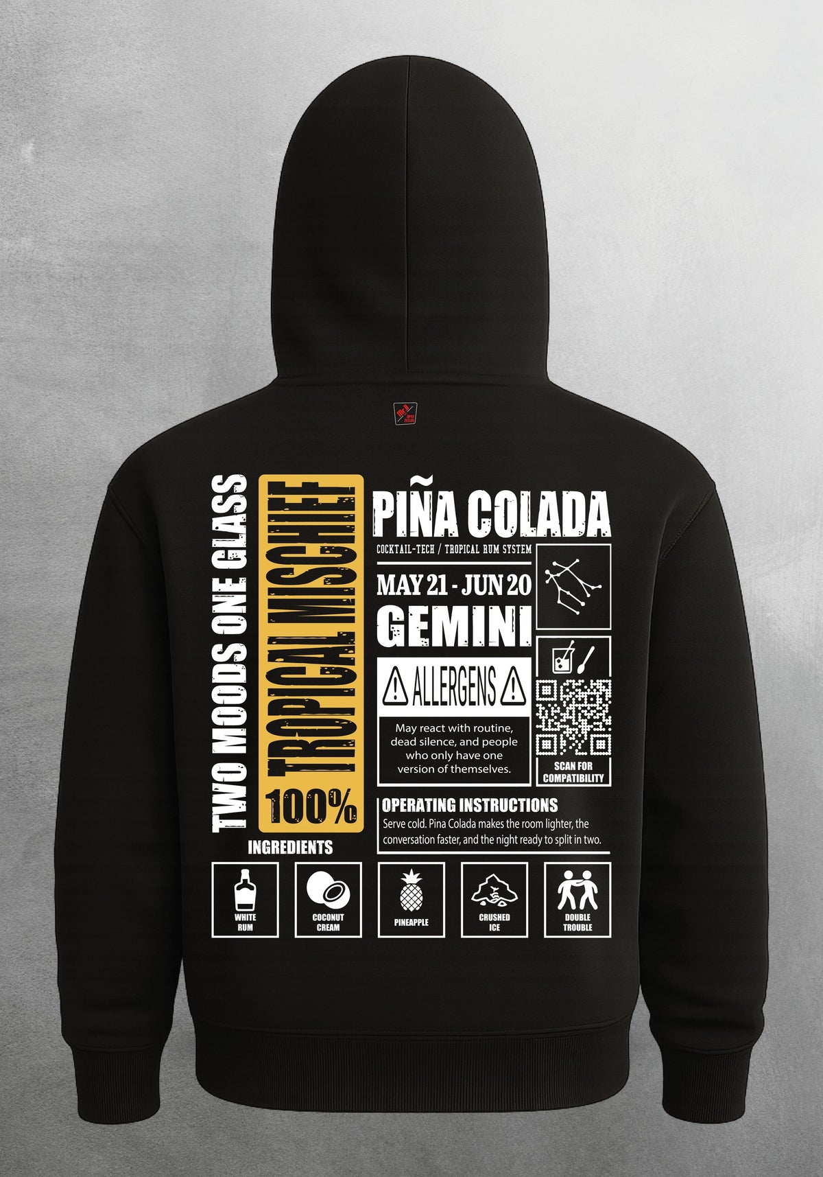 Mr.B İkizler Burcu Hoodie · MODIAC · Piña Colada · Siyah · arka yüz