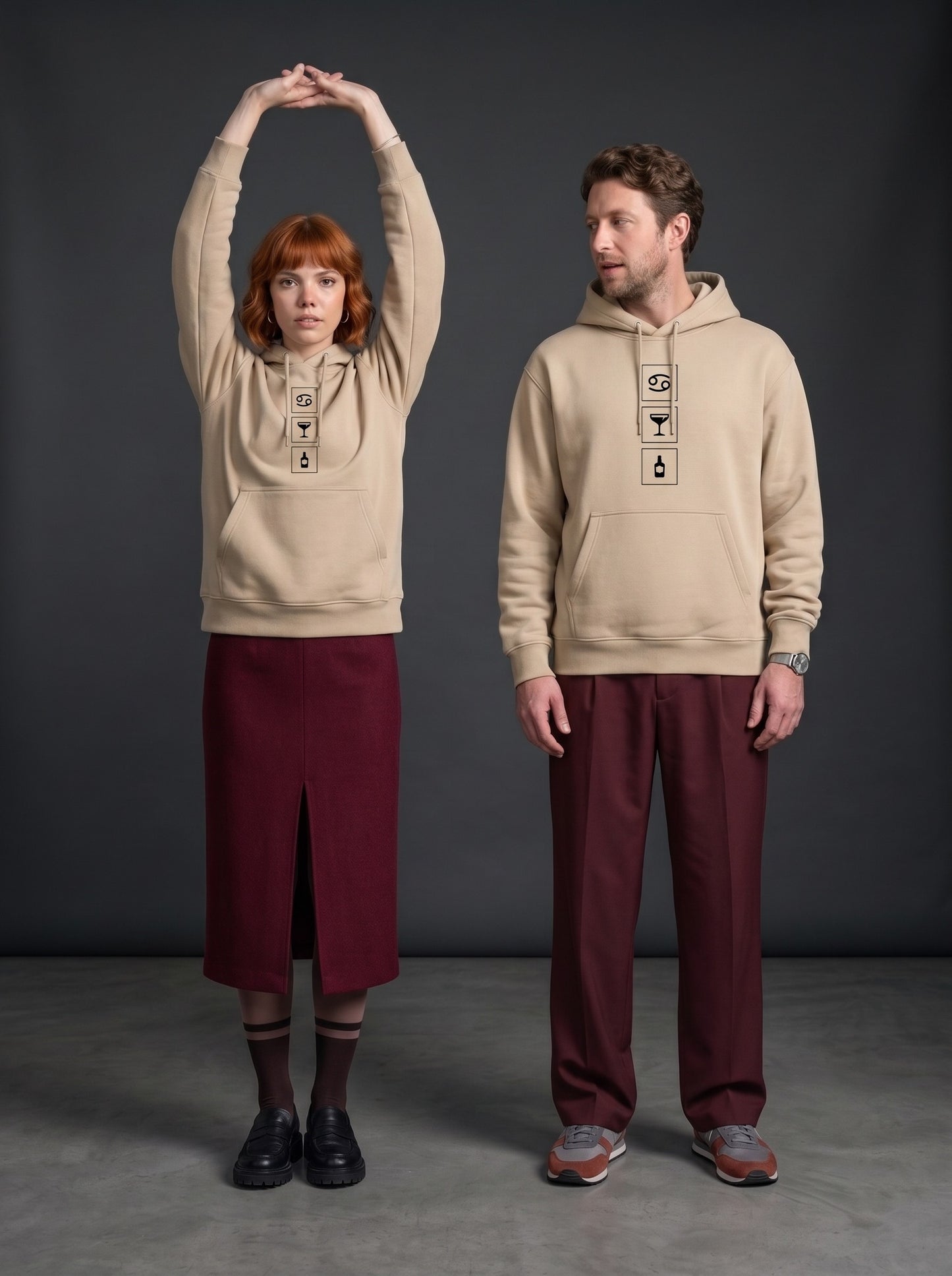 Mr.B Yengeç Burcu Hoodie · MODIAC · Clover Club · Bej · model çekimi 1
