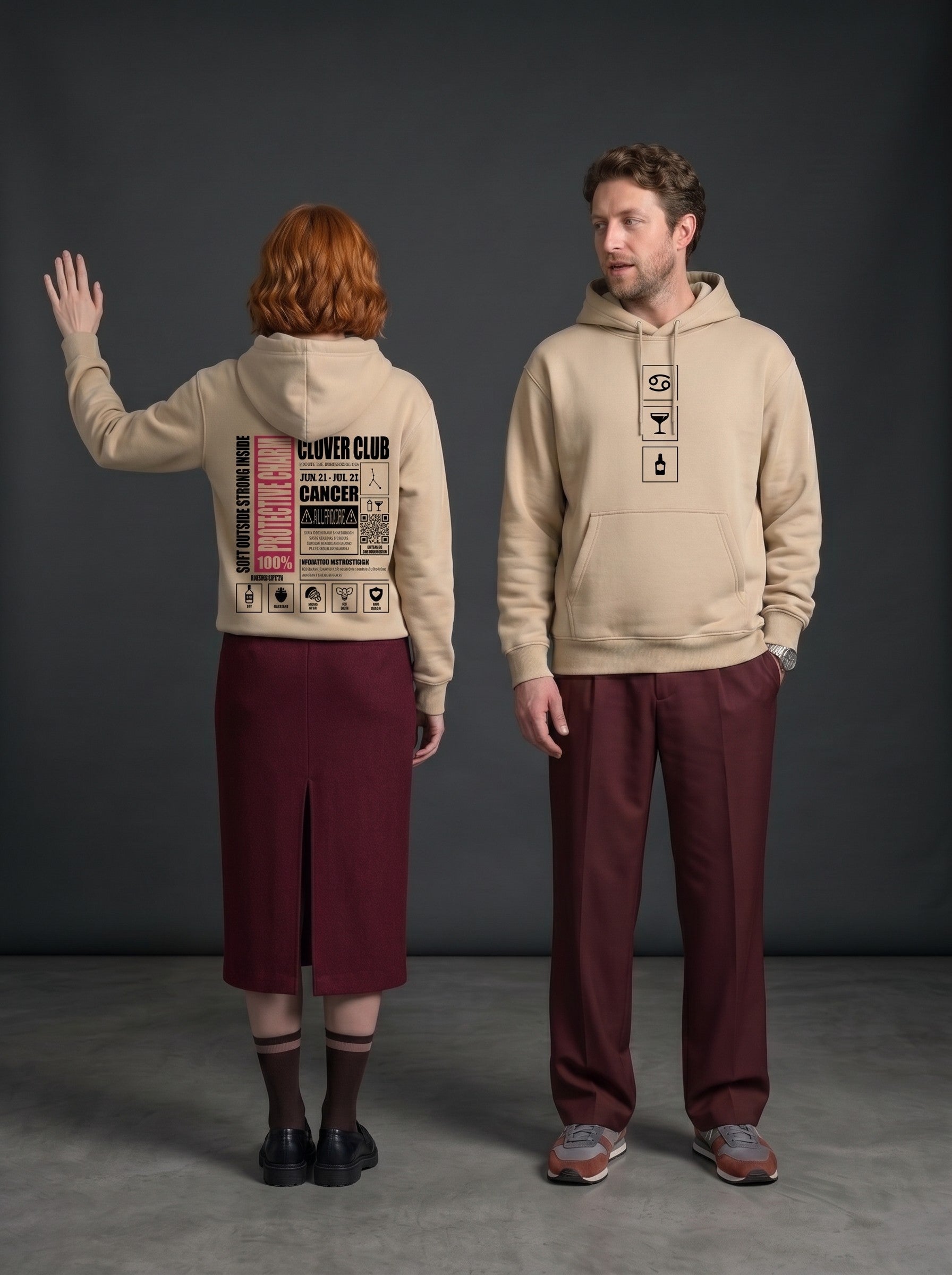 Mr.B Yengeç Burcu Hoodie · MODIAC · Clover Club · Bej · model çekimi 3