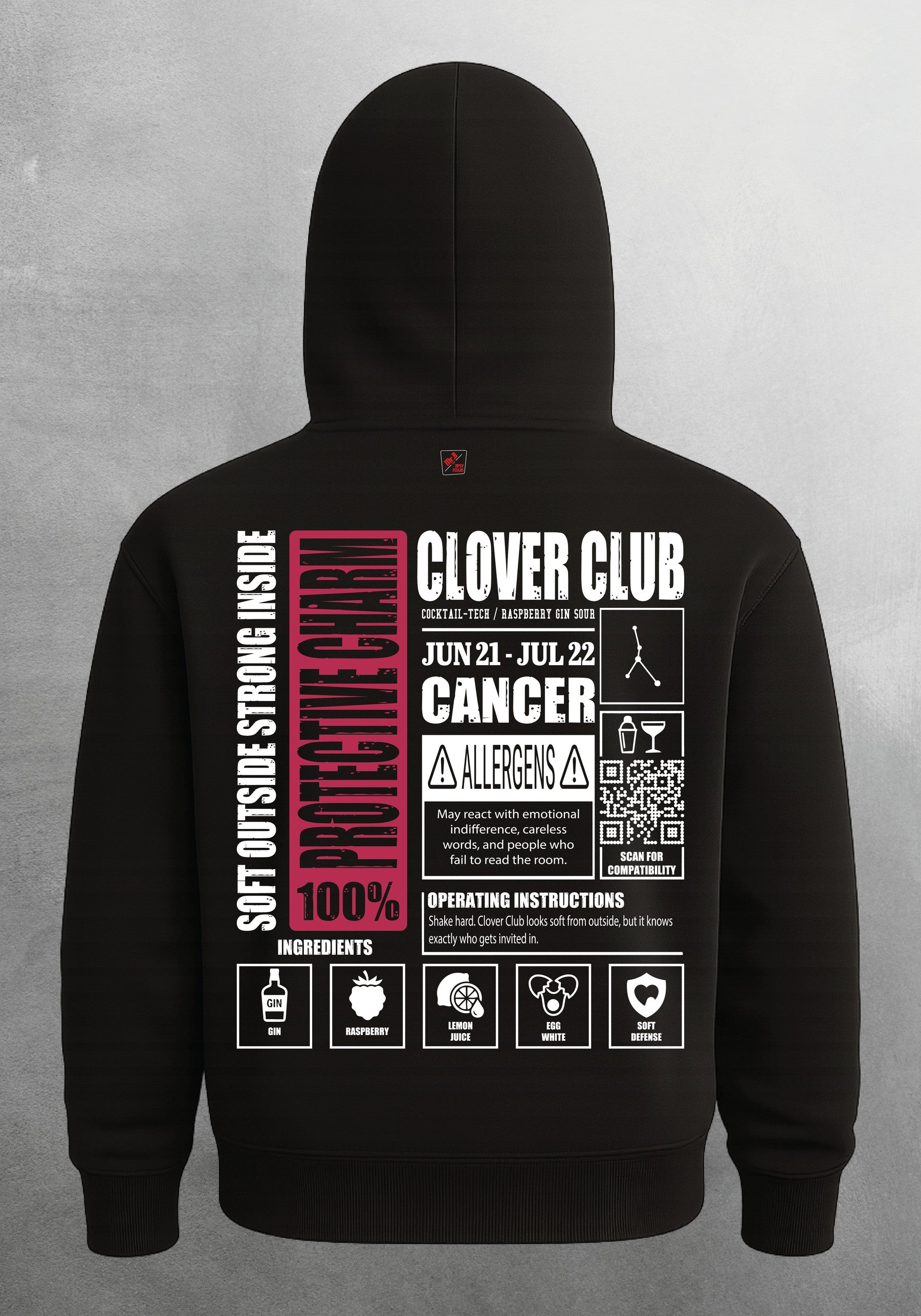 Mr.B Yengeç Burcu Hoodie · MODIAC · Clover Club · Siyah · arka yüz