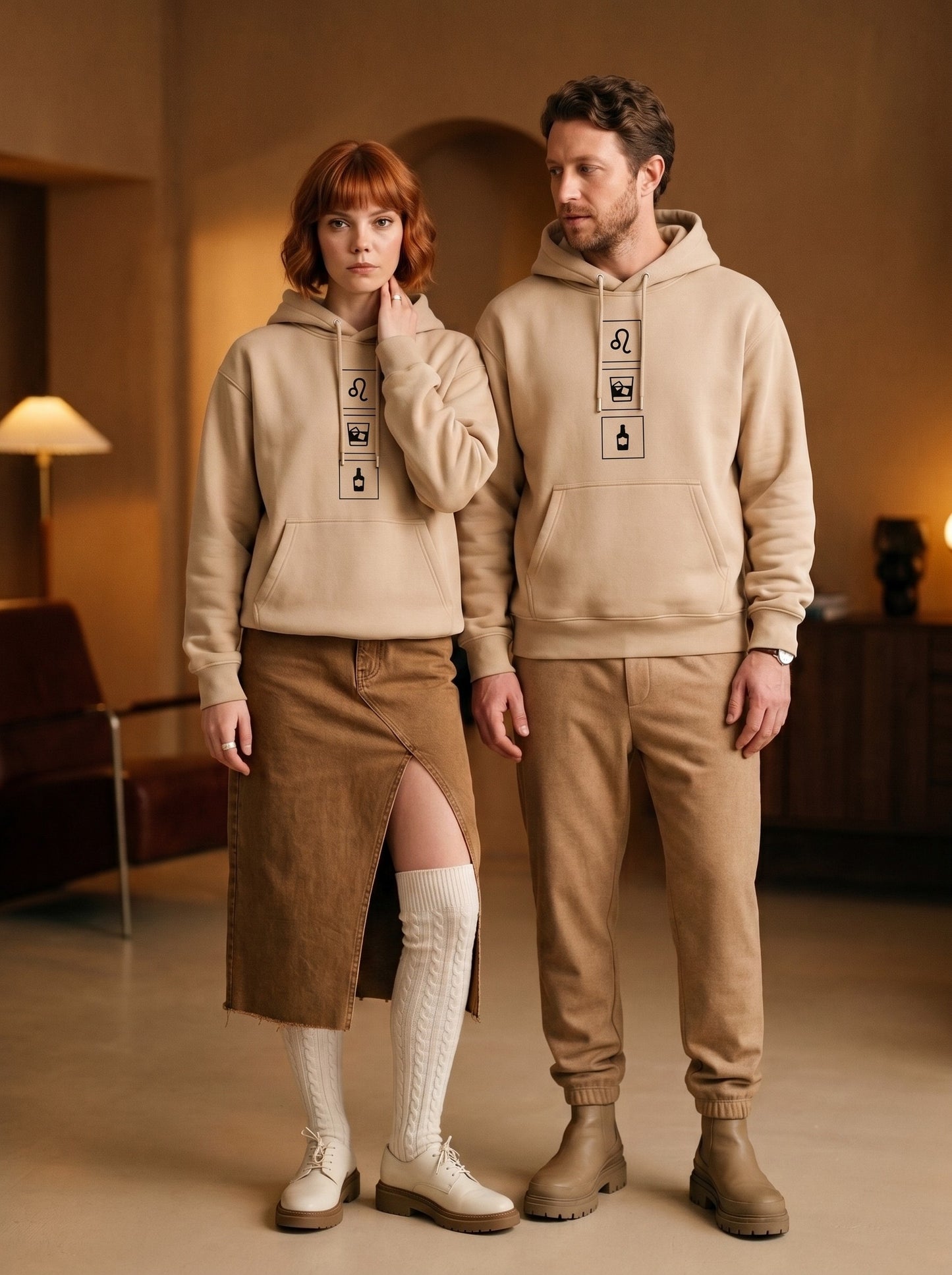 Mr.B Aslan Burcu Hoodie · MODIAC · Rusty Nail · Bej · model çekimi 1