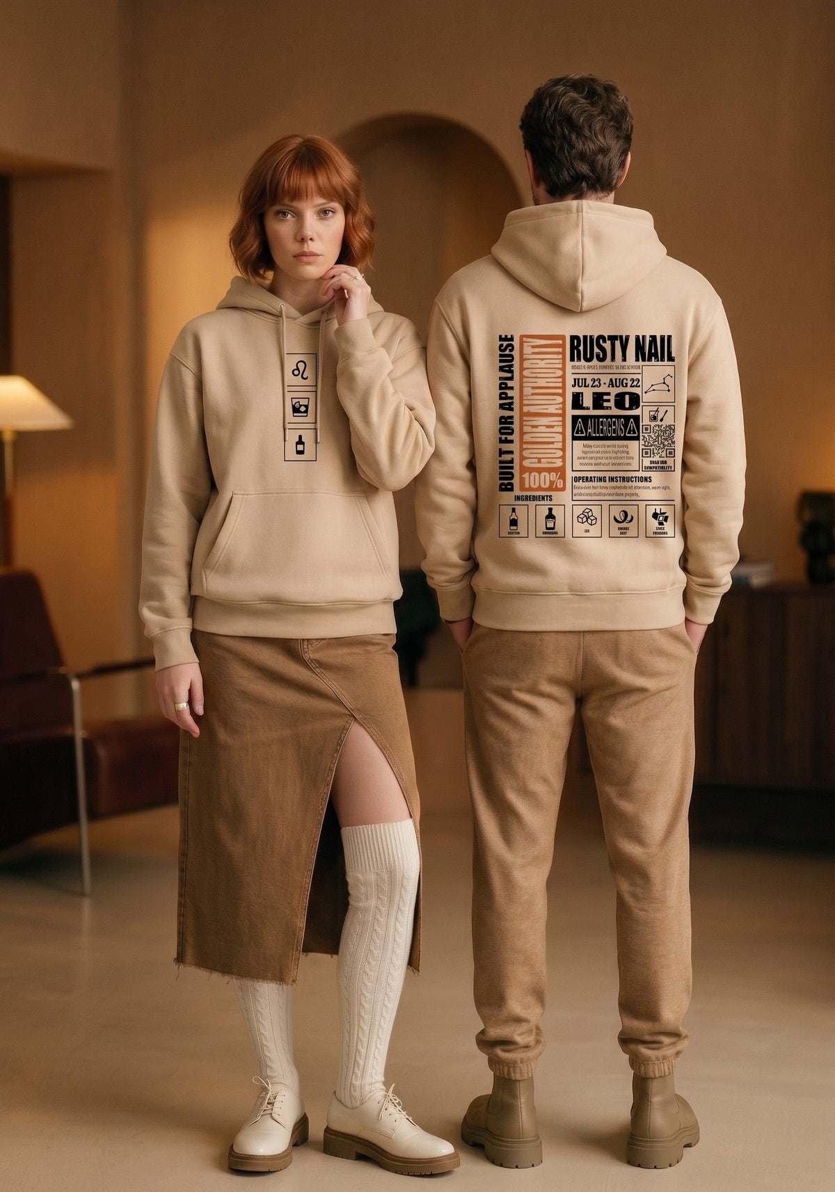 Mr.B Aslan Burcu Hoodie · MODIAC · Rusty Nail · Bej · model çekimi 2