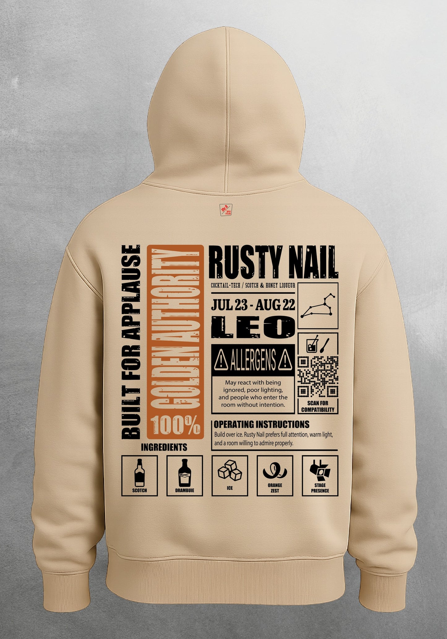 Mr.B Aslan Burcu Hoodie · MODIAC · Rusty Nail · Bej · arka yüz