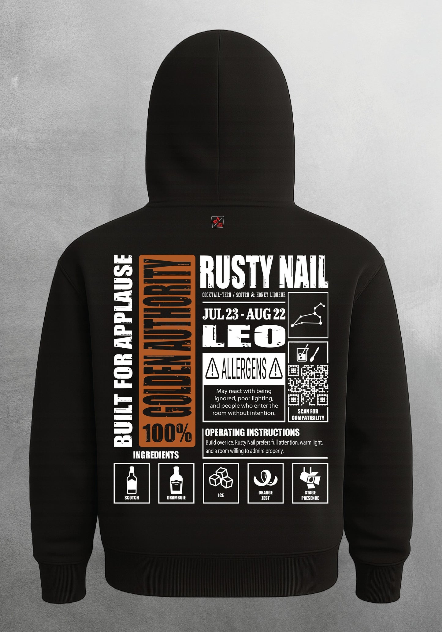 Mr.B Aslan Burcu Hoodie · MODIAC · Rusty Nail · Siyah · arka yüz