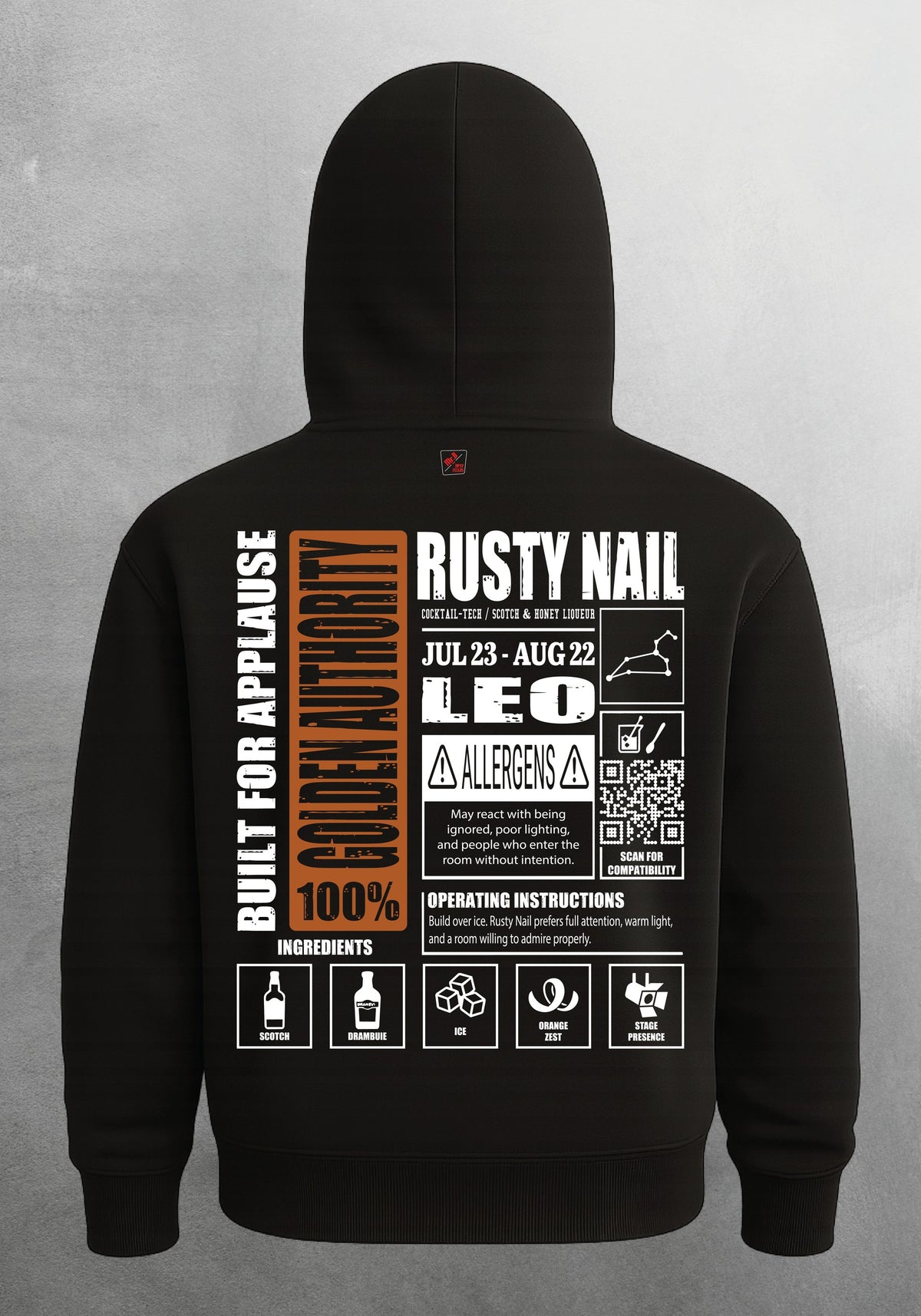 Mr.B Aslan Burcu Hoodie · MODIAC · Rusty Nail · Siyah · arka yüz