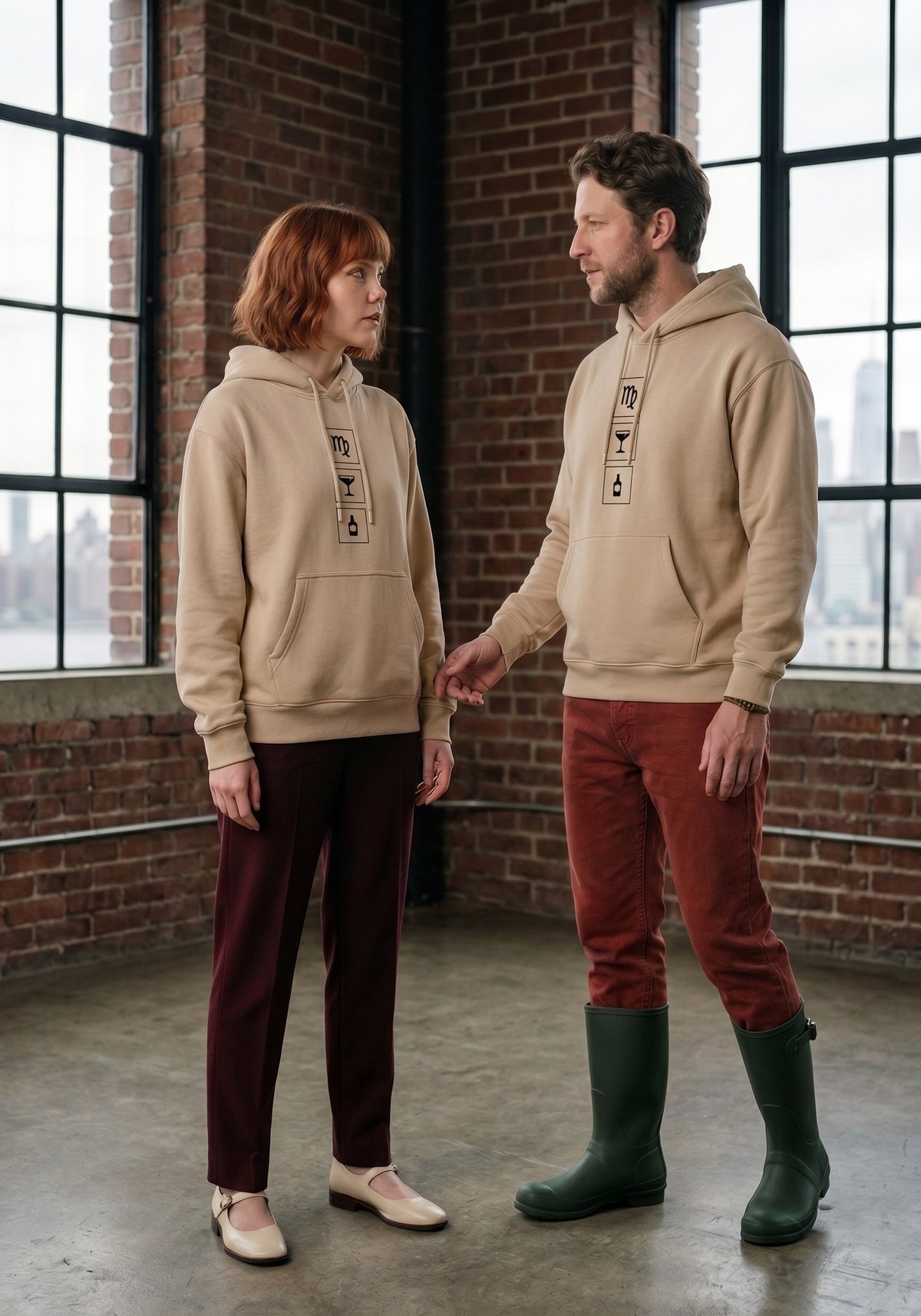 Mr.B Başak Burcu Hoodie · MODIAC · Manhattan · Bej · model çekimi 1