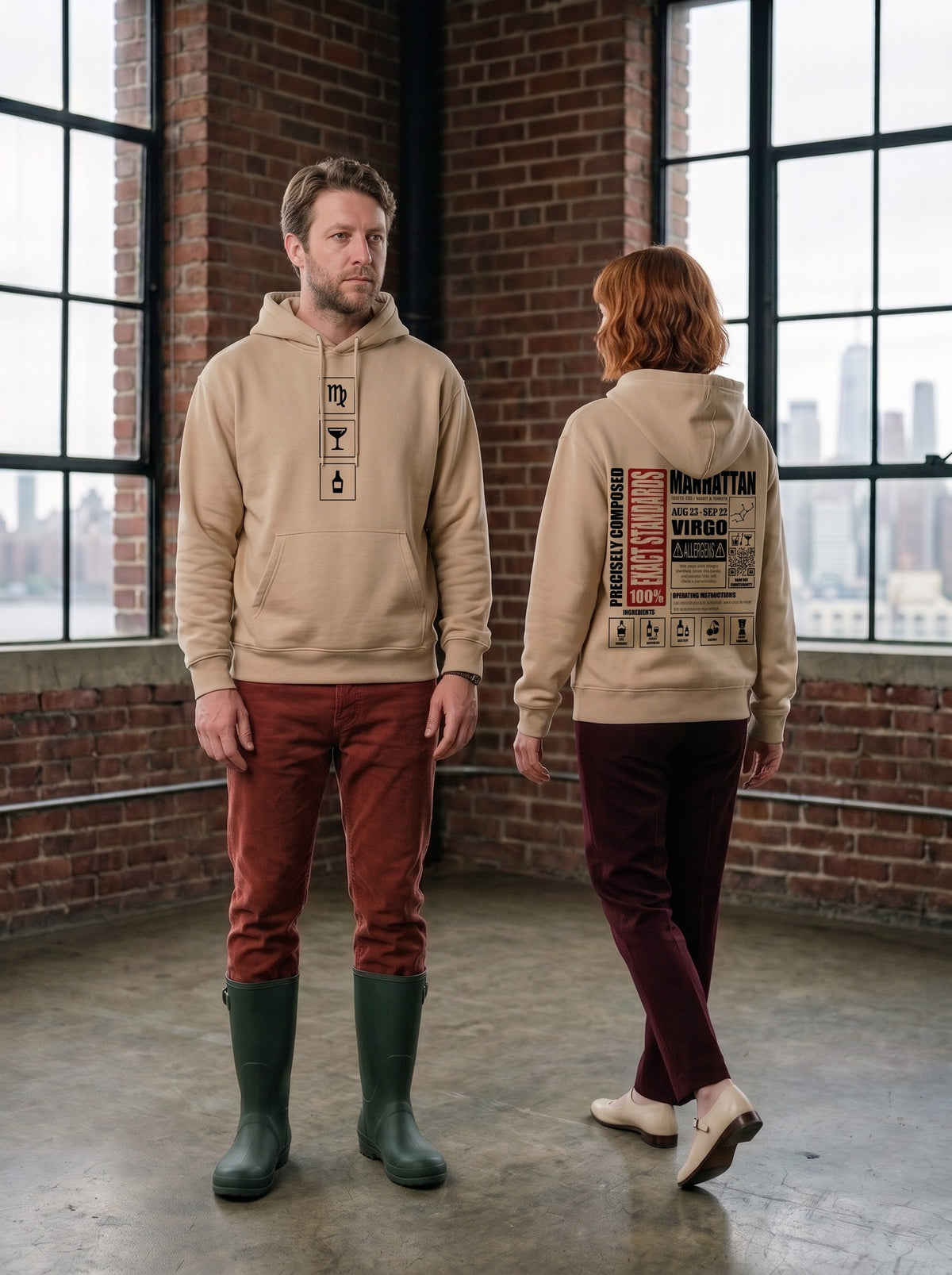 Mr.B Başak Burcu Hoodie · MODIAC · Manhattan · Bej · model çekimi 3