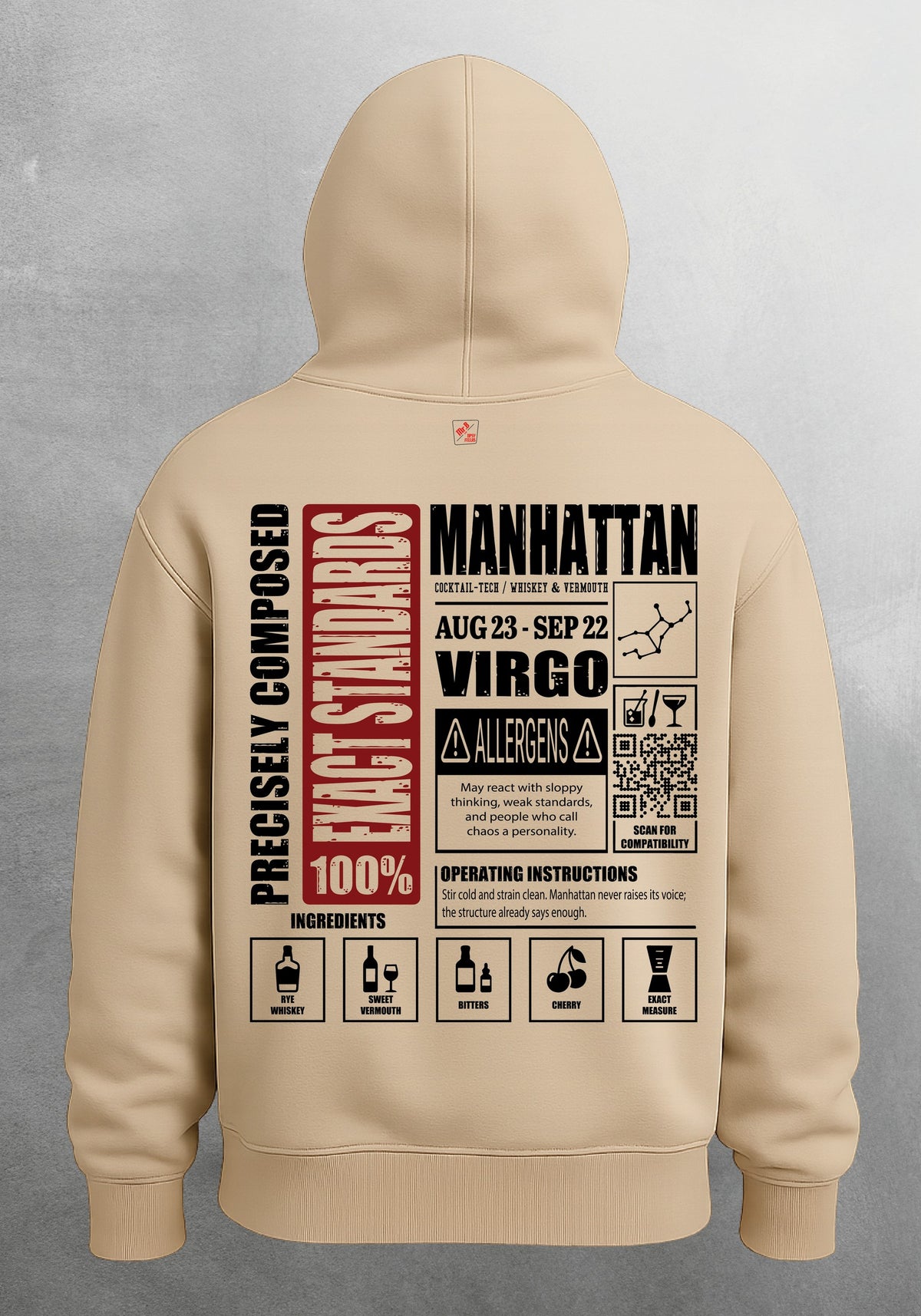 Mr.B Başak Burcu Hoodie · MODIAC · Manhattan · Bej · arka yüz
