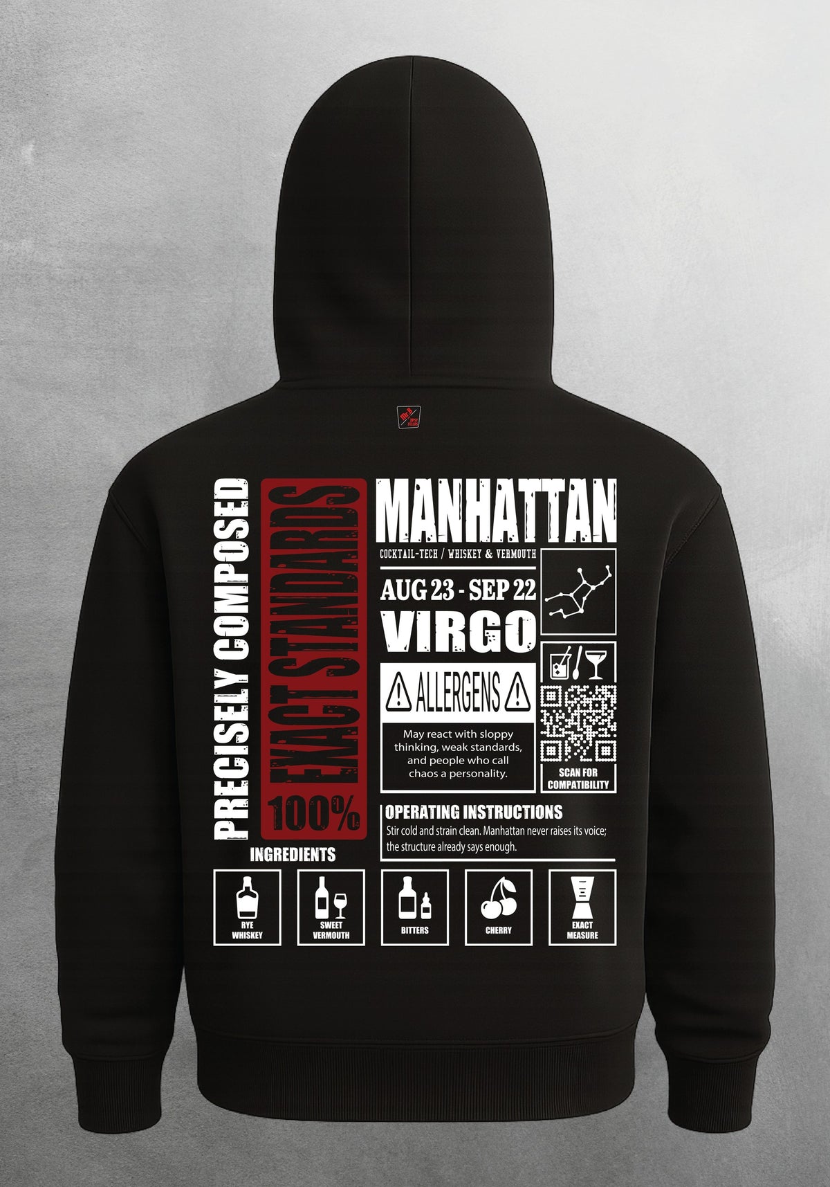 Mr.B Başak Burcu Hoodie · MODIAC · Manhattan · Siyah · arka yüz