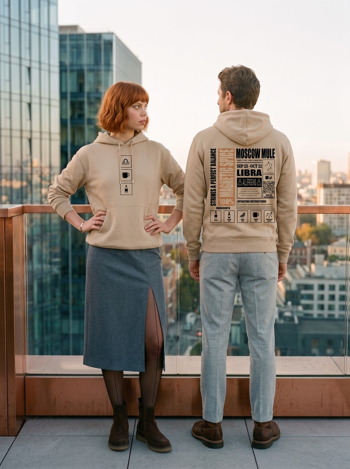 Mr.B Terazi Burcu Hoodie · MODIAC · Moscow Mule · Bej · model çekimi 2