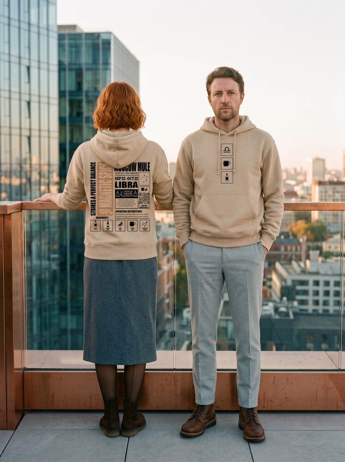 Mr.B Terazi Burcu Hoodie · MODIAC · Moscow Mule · Bej · model çekimi 3