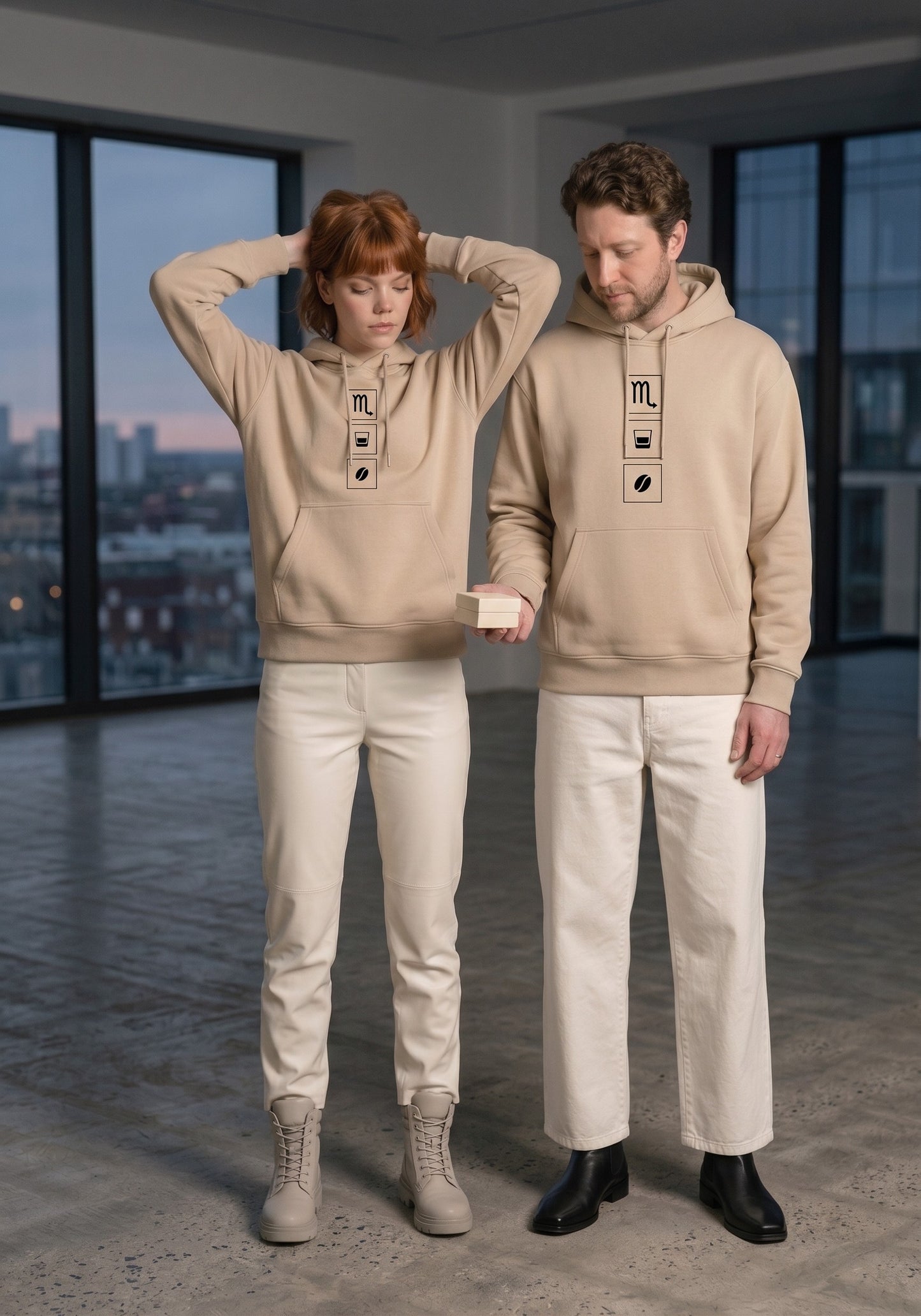 Mr.B Akrep Burcu Hoodie · MODIAC · White Russian · Bej · model çekimi 1