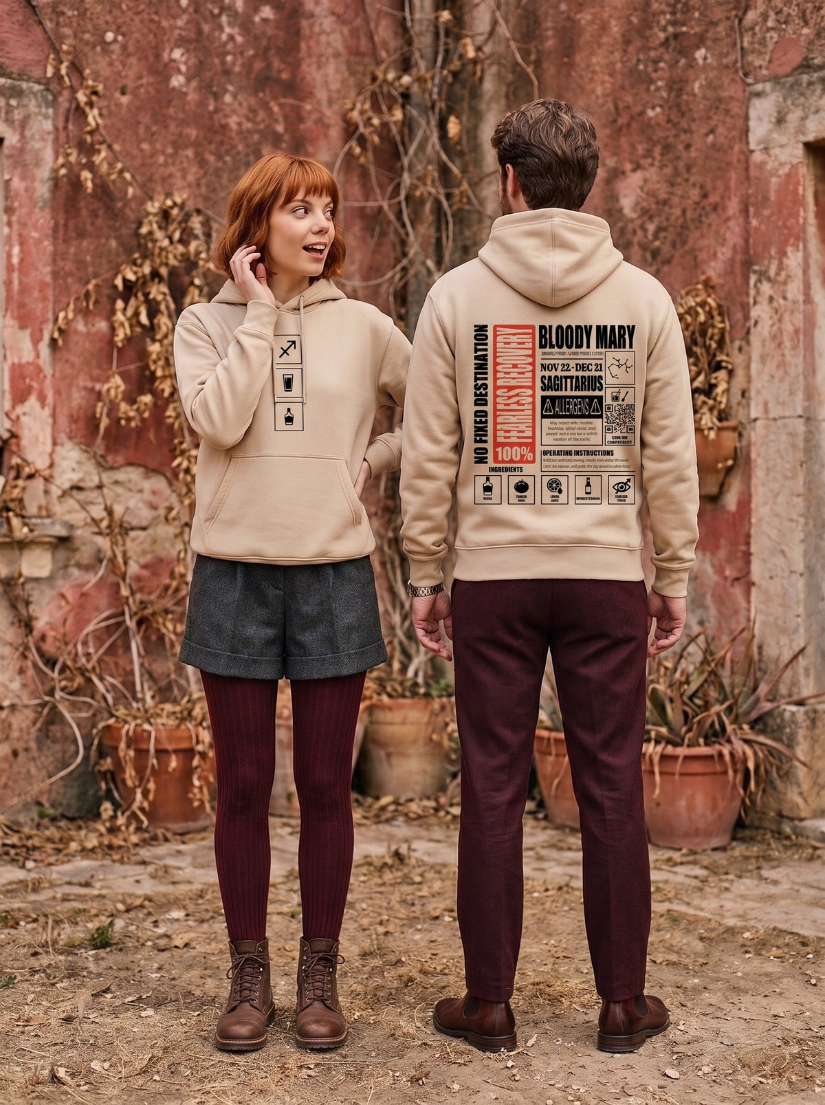 Mr.B Yay Burcu Hoodie · MODIAC · Bloody Mary · Bej · model çekimi 2